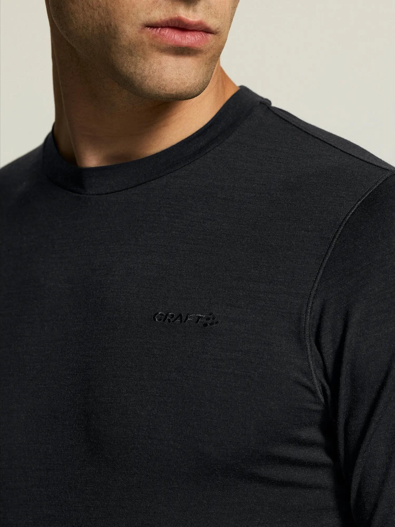 craft Maillot manches longues Wool 95 LS CN en mérinos – Black/Melange 7/7