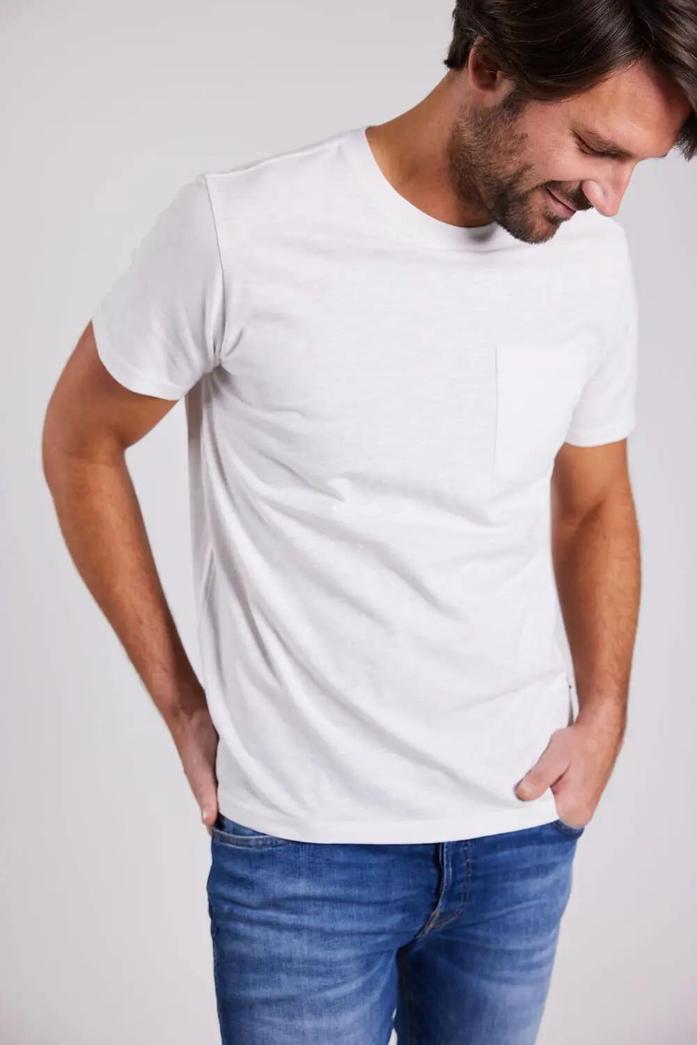 sebago Outwashed Pocket Tee wit katoenen T-shirt – WHITE 2/5