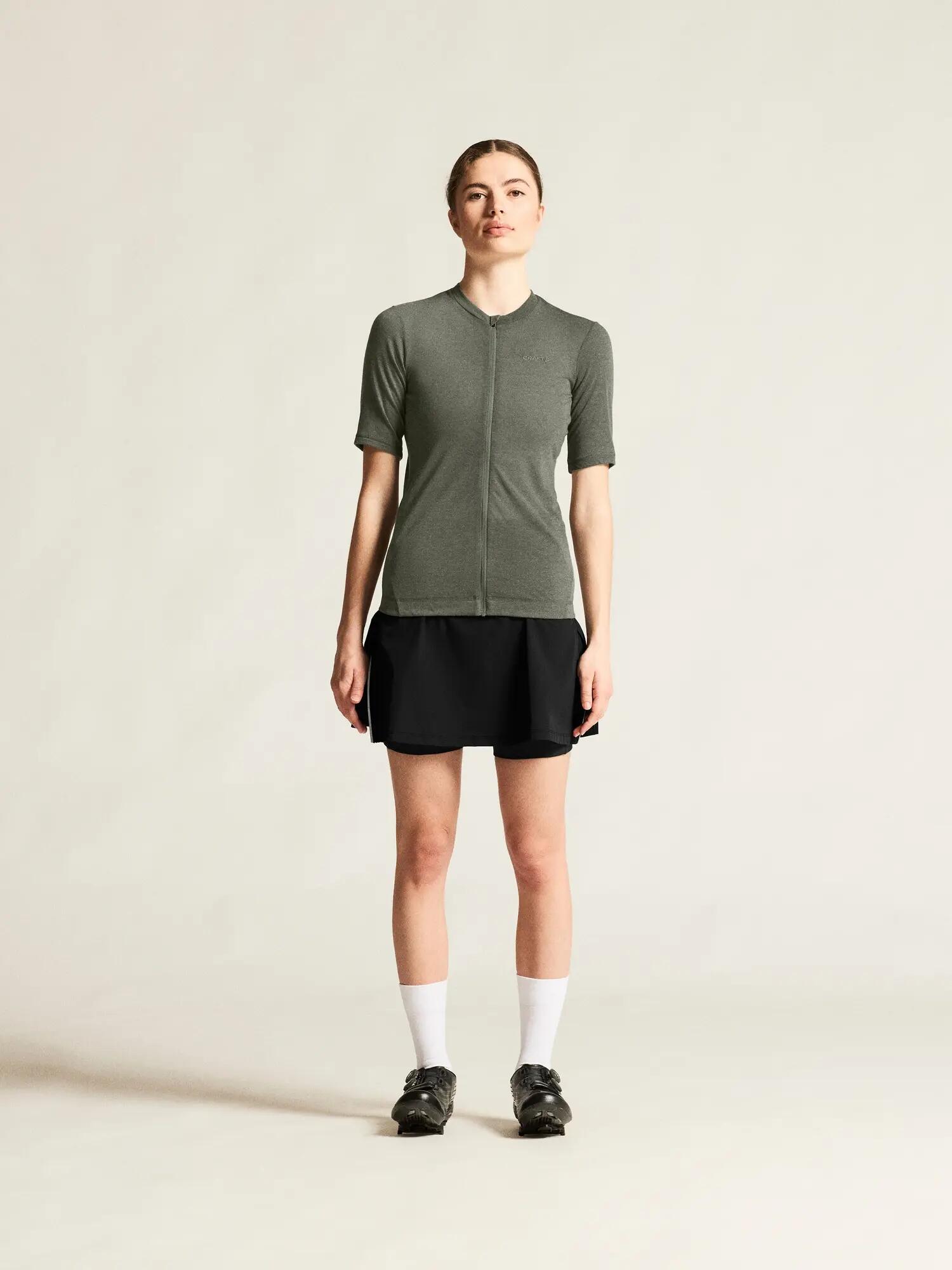 craft Everyday Wool SS Jersey W fietsjersey met merinowolmix – Leaf/Melange 6/7