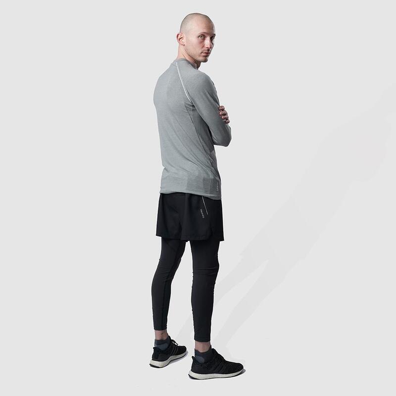 Lange Lauf-Tights Herren, enge Laufhose lang, schwarz