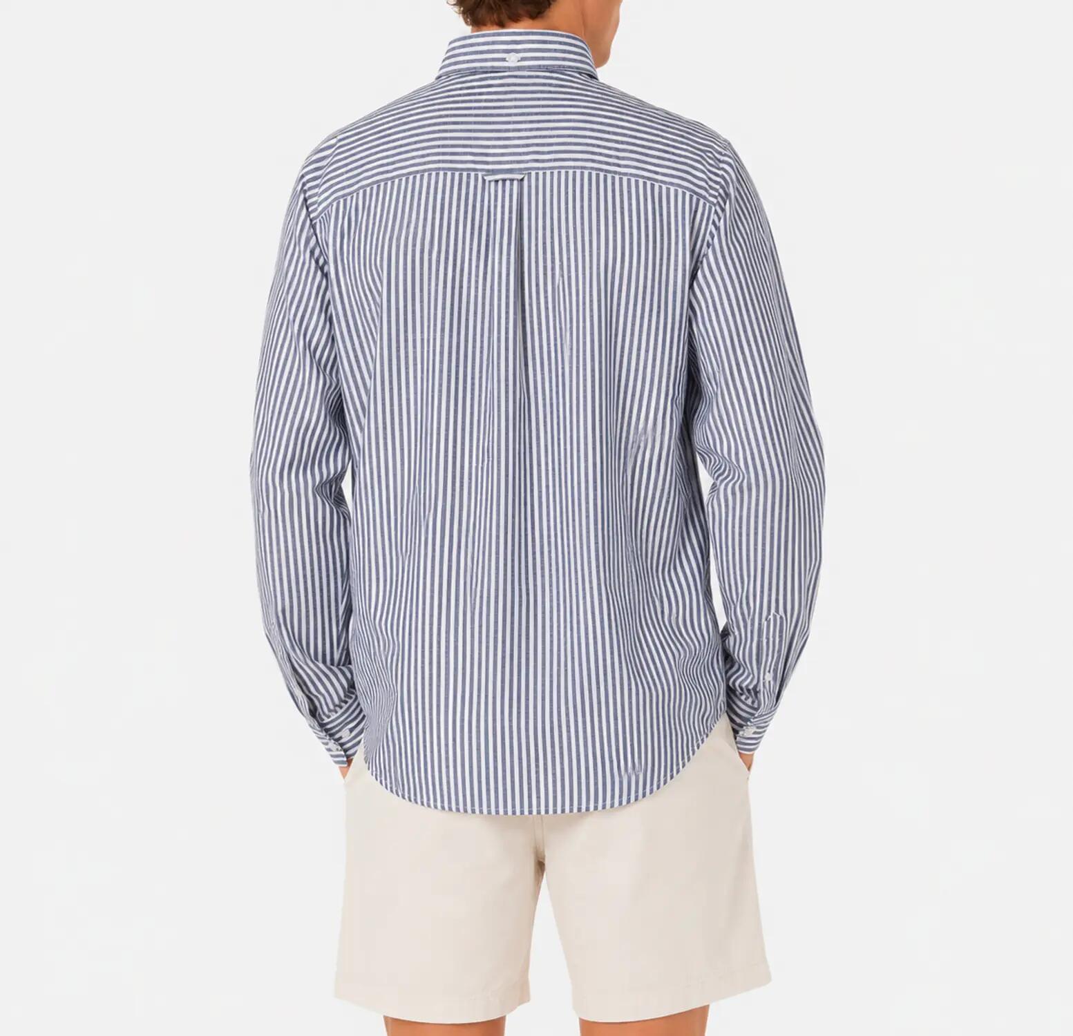 sebago Striped Linen Blend Sirt – NAVY, M 2/2