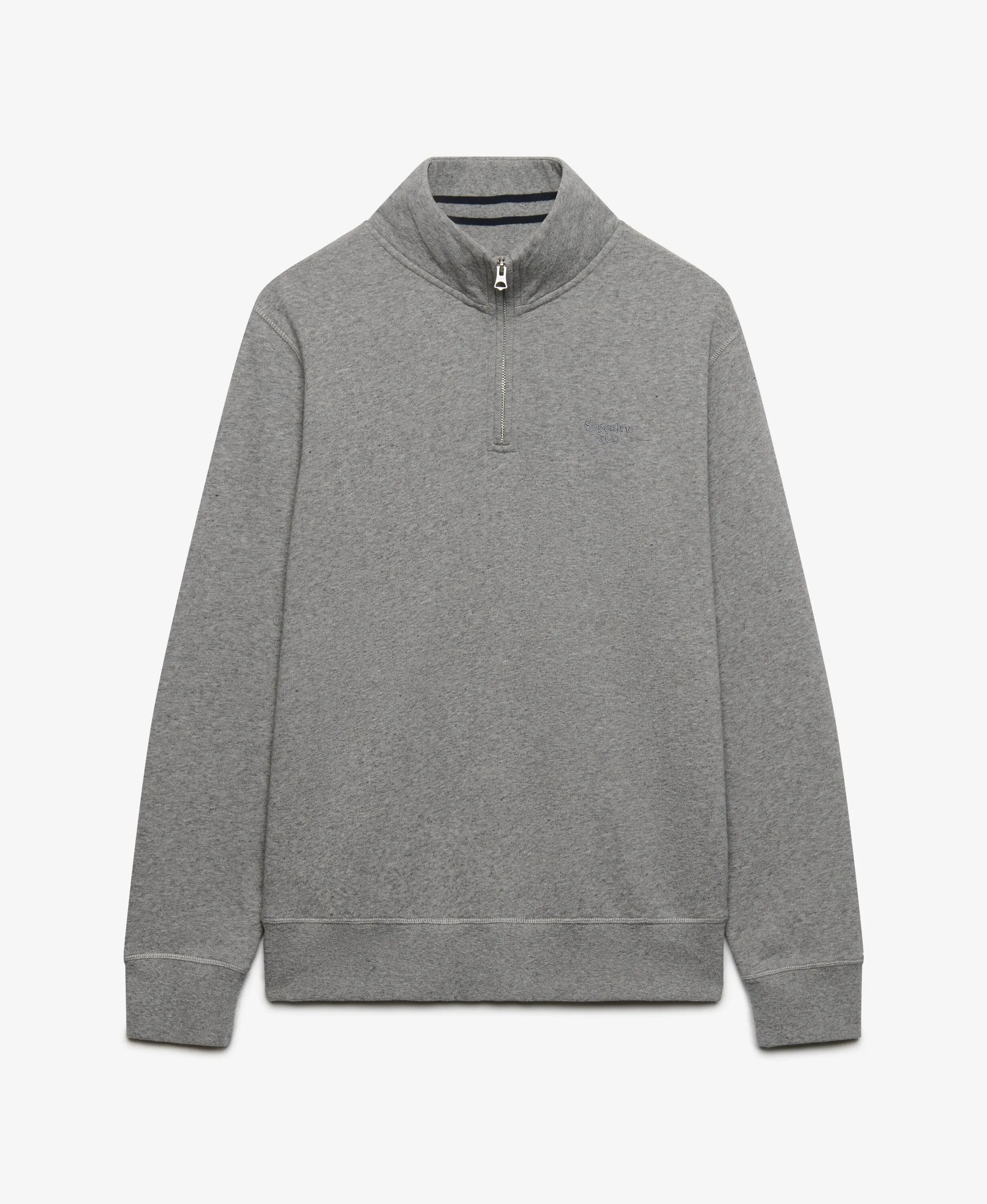 superdry Sweatshirt Essential Serif Logo Half Zip – coton recyclé – Dark 7/7