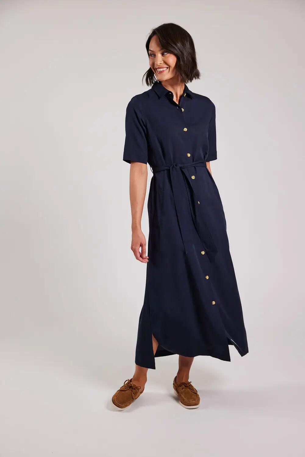sebago Lyocell Dress - Vestido camisa em lyocell, azul-marinho – NAVY 3/7