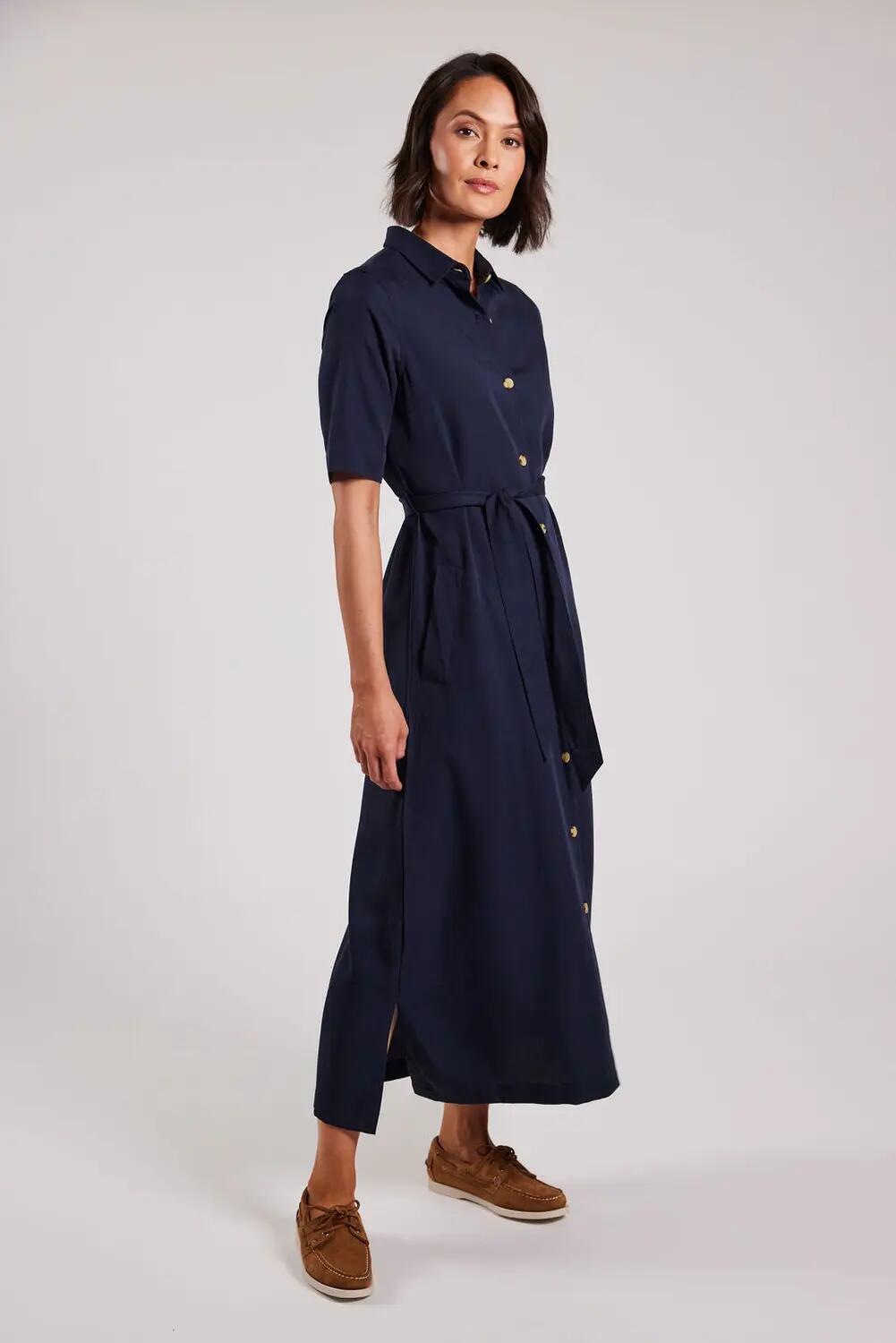 sebago Lyocell Dress - Vestido camisa em lyocell, azul-marinho – NAVY 2/7