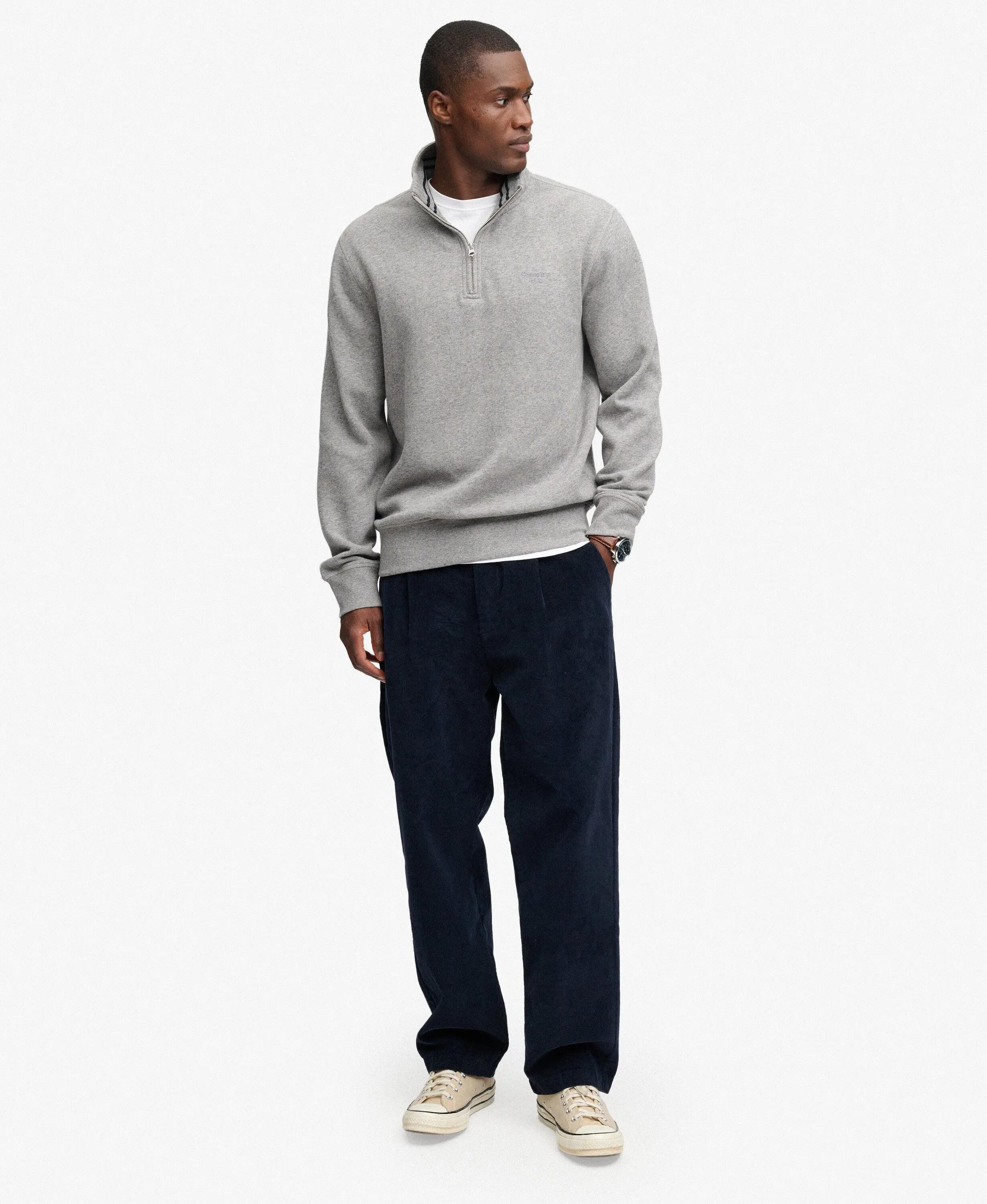 superdry Sweatshirt Essential Serif Logo Half Zip – coton recyclé – Dark 3/7