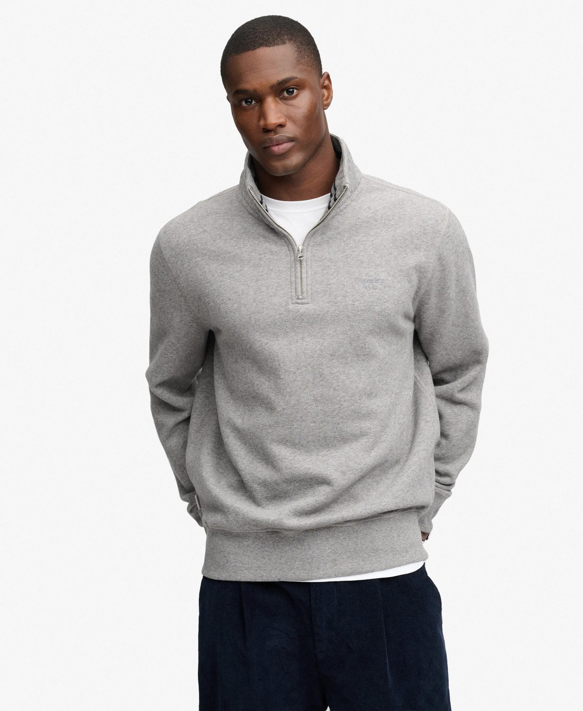 superdry Sweatshirt Essential Serif Logo Half Zip – coton recyclé – Dark 2/7