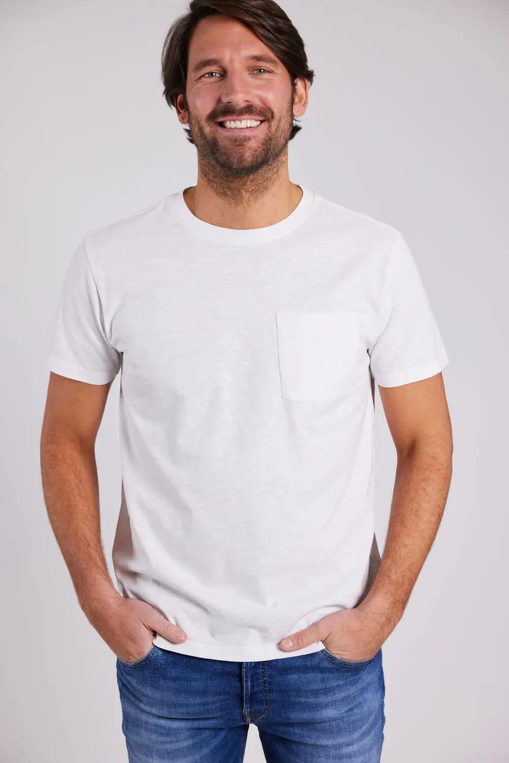 sebago T‑shirt Outwashed Pocket Tee en coton effet délavé – WHITE 1/5