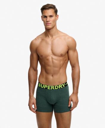 superdry Boxer Triple Pack en algodón orgánico — Transpirable – Green Marl Mix