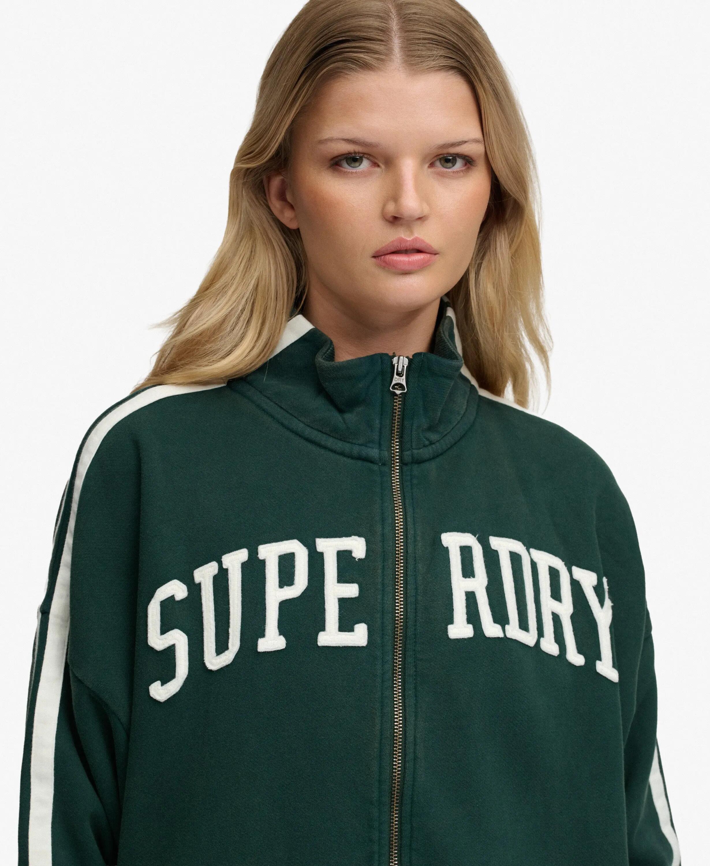 superdry Oversized zip tracktop Athletic Essentials 100% katoen – ENAMEL GREEN 4/7