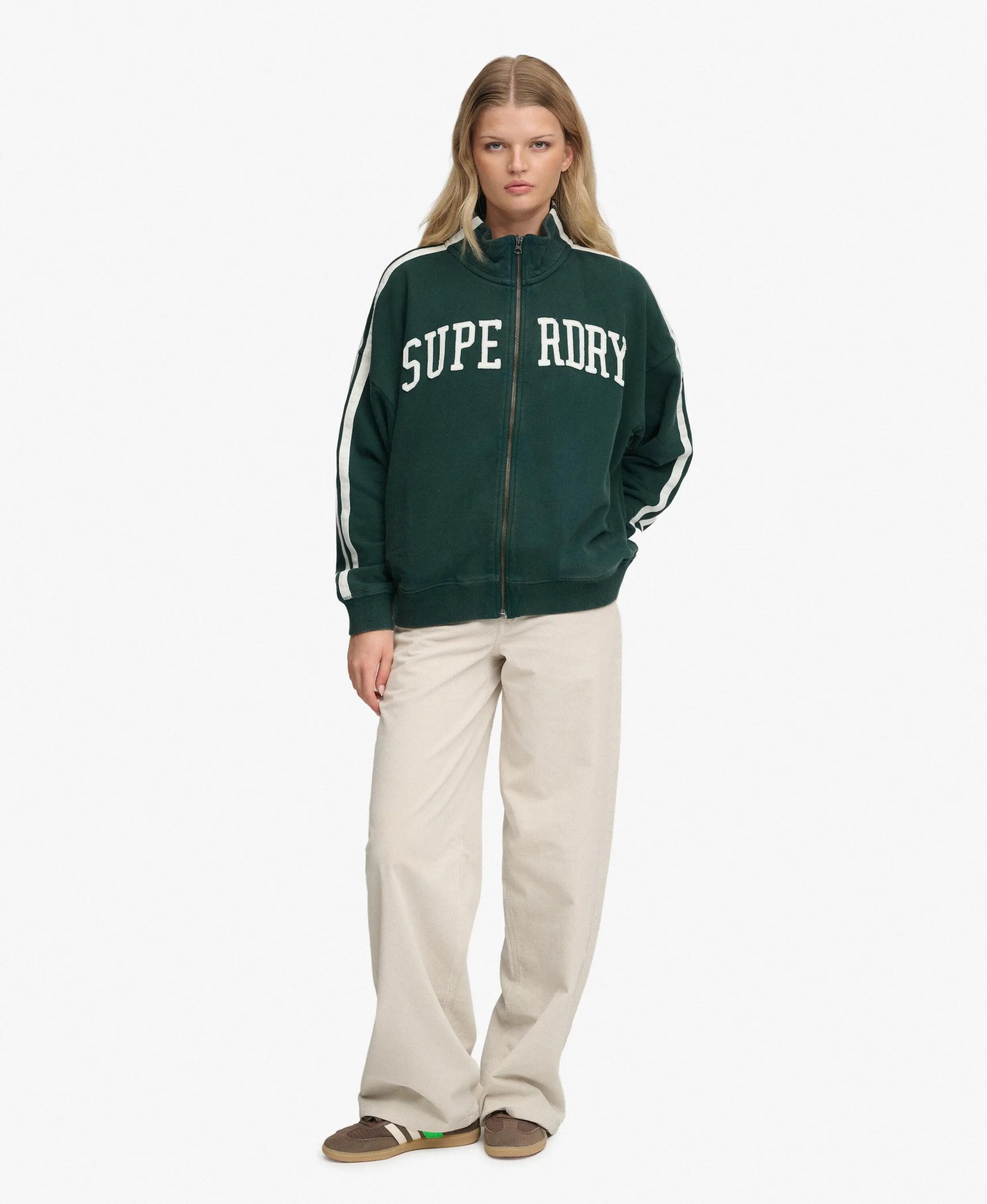 superdry Oversized zip tracktop Athletic Essentials 100% katoen – ENAMEL GREEN 3/7