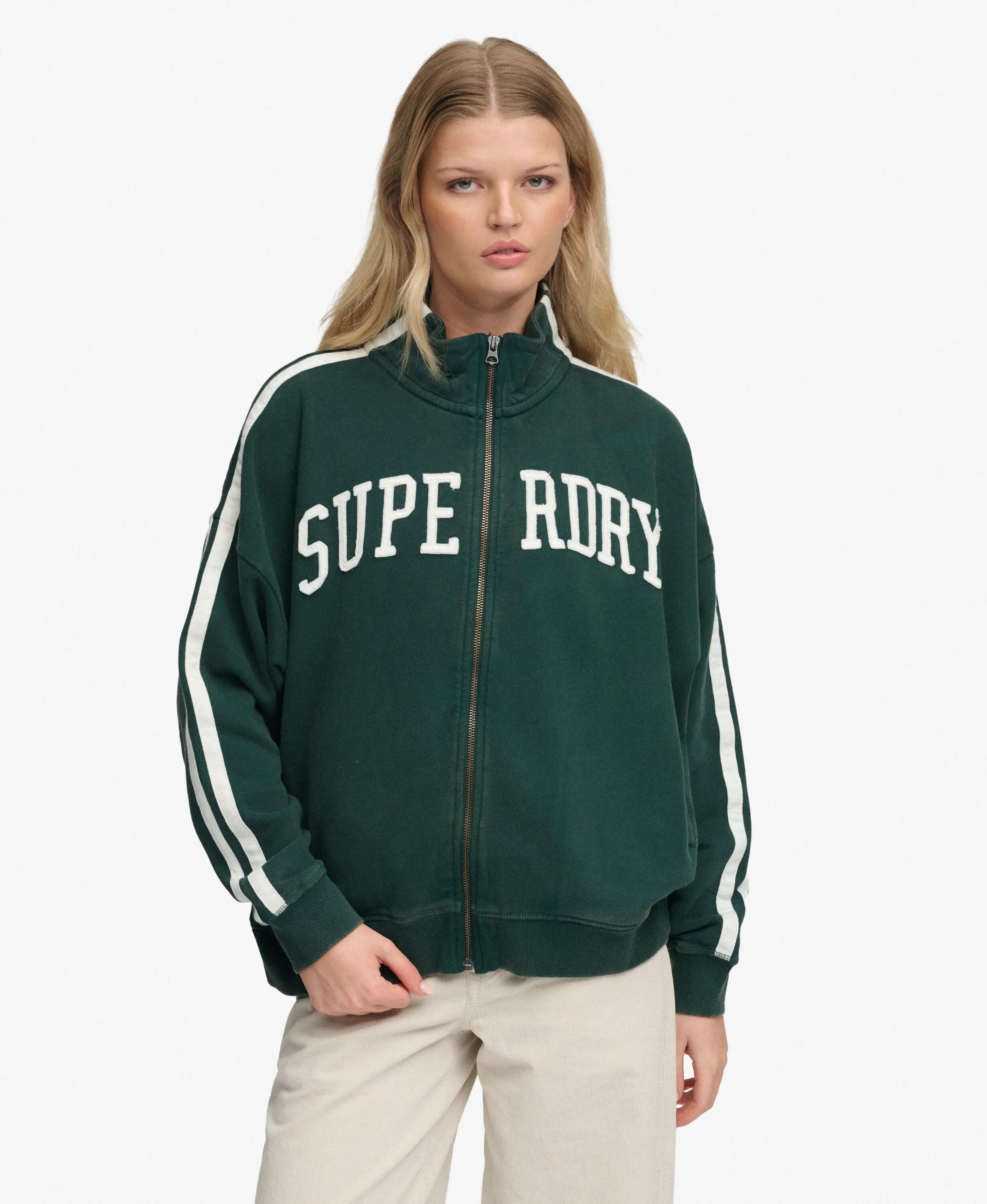 superdry Oversized zip tracktop Athletic Essentials 100% katoen – ENAMEL GREEN 2/7