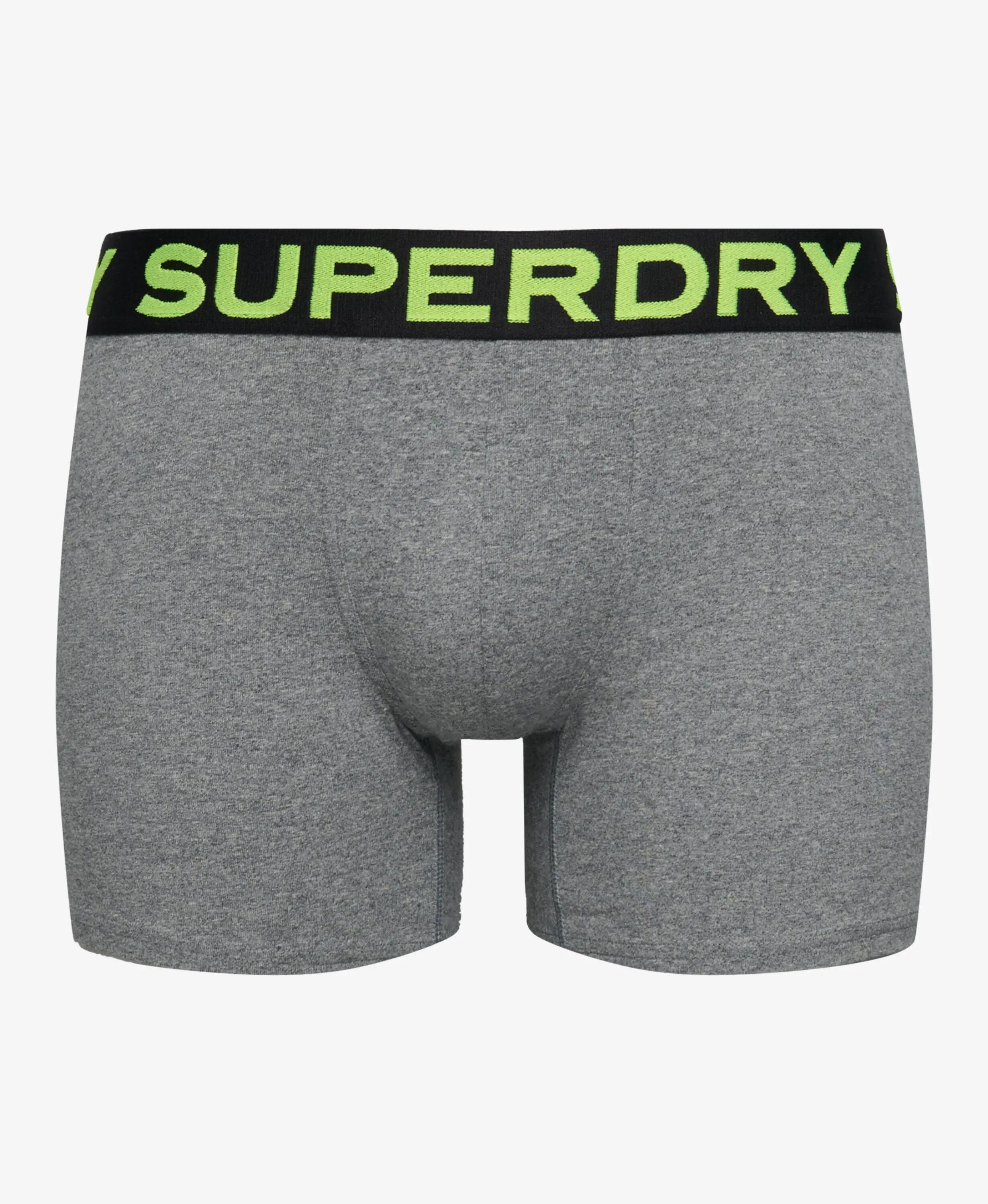 superdry Boxer Triple Pack en coton biologique extensible – Grey Marl/Neon 7/7