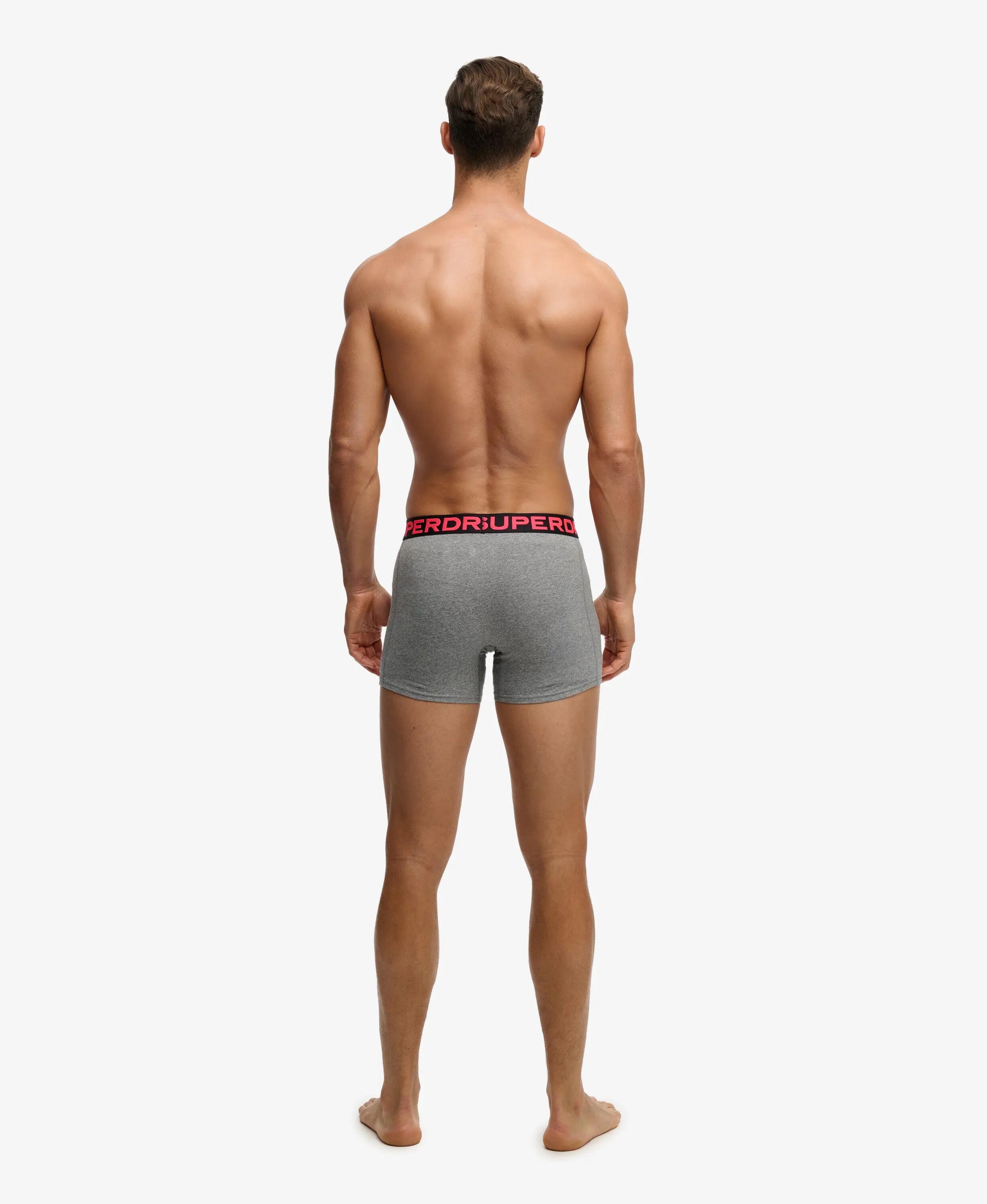 superdry Boxer Triple Pack en coton biologique extensible – Grey Marl/Neon 4/7