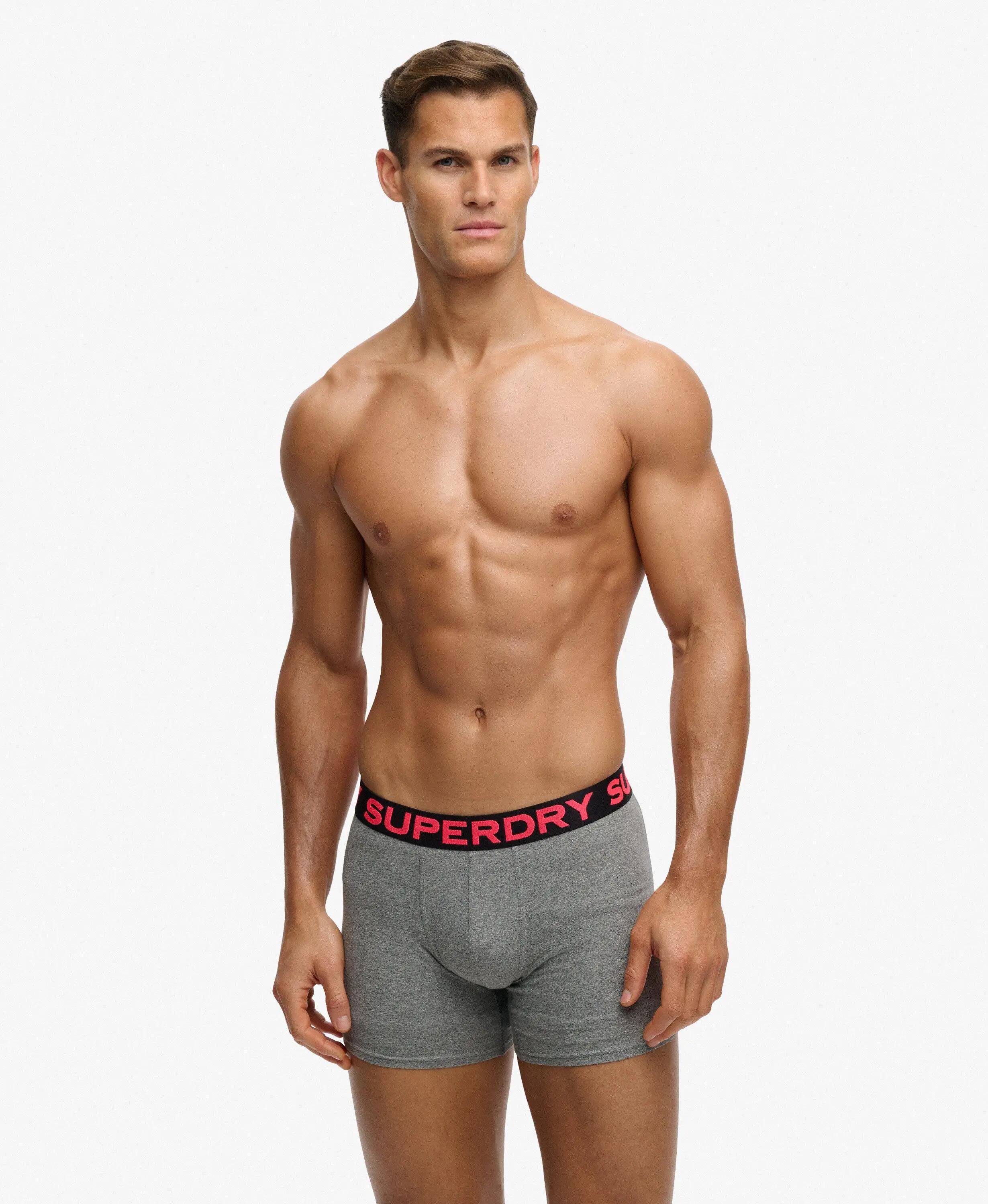 superdry Boxer Triple Pack en coton biologique extensible – Grey Marl/Neon 3/7