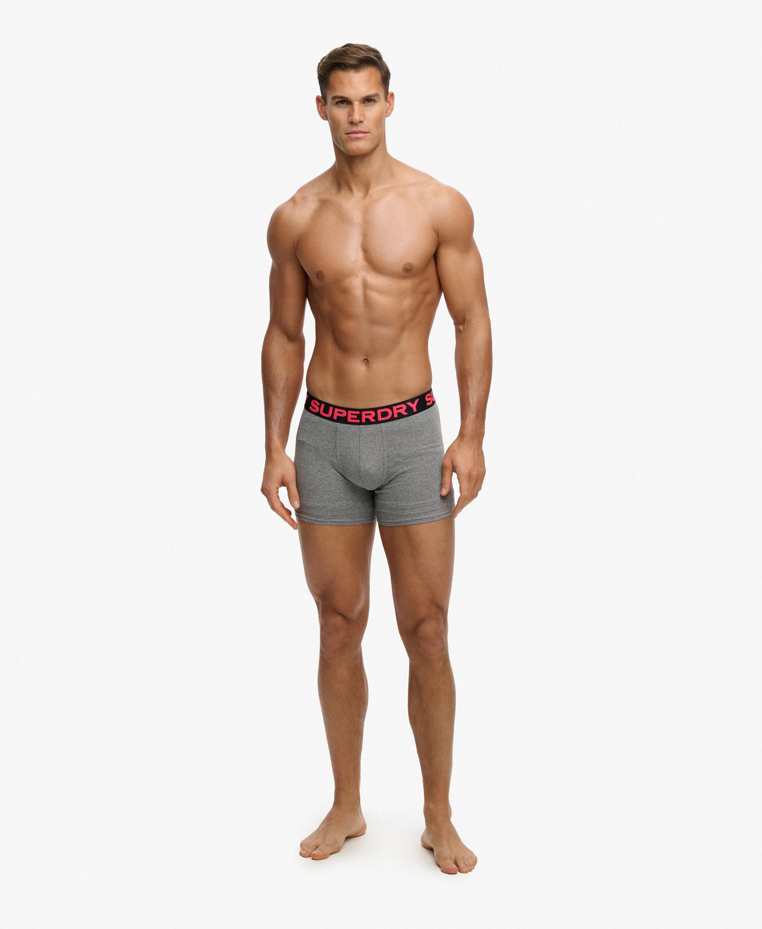 superdry Boxer Triple Pack en coton biologique extensible – Grey Marl/Neon 2/7