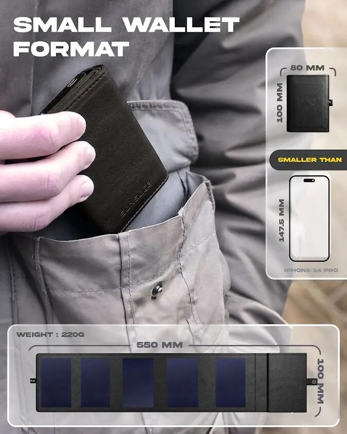 Draagbare zonnelader 4000 mAh met geïntegreerde powerbank Photon Zwart 9/12