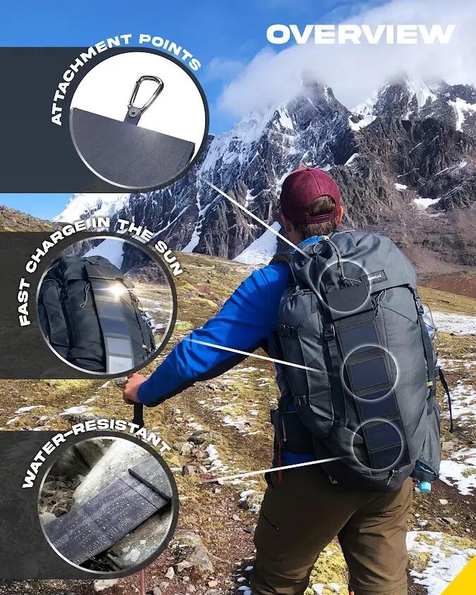 Draagbare zonnelader 4000 mAh met geïntegreerde powerbank Photon Zwart 8/12