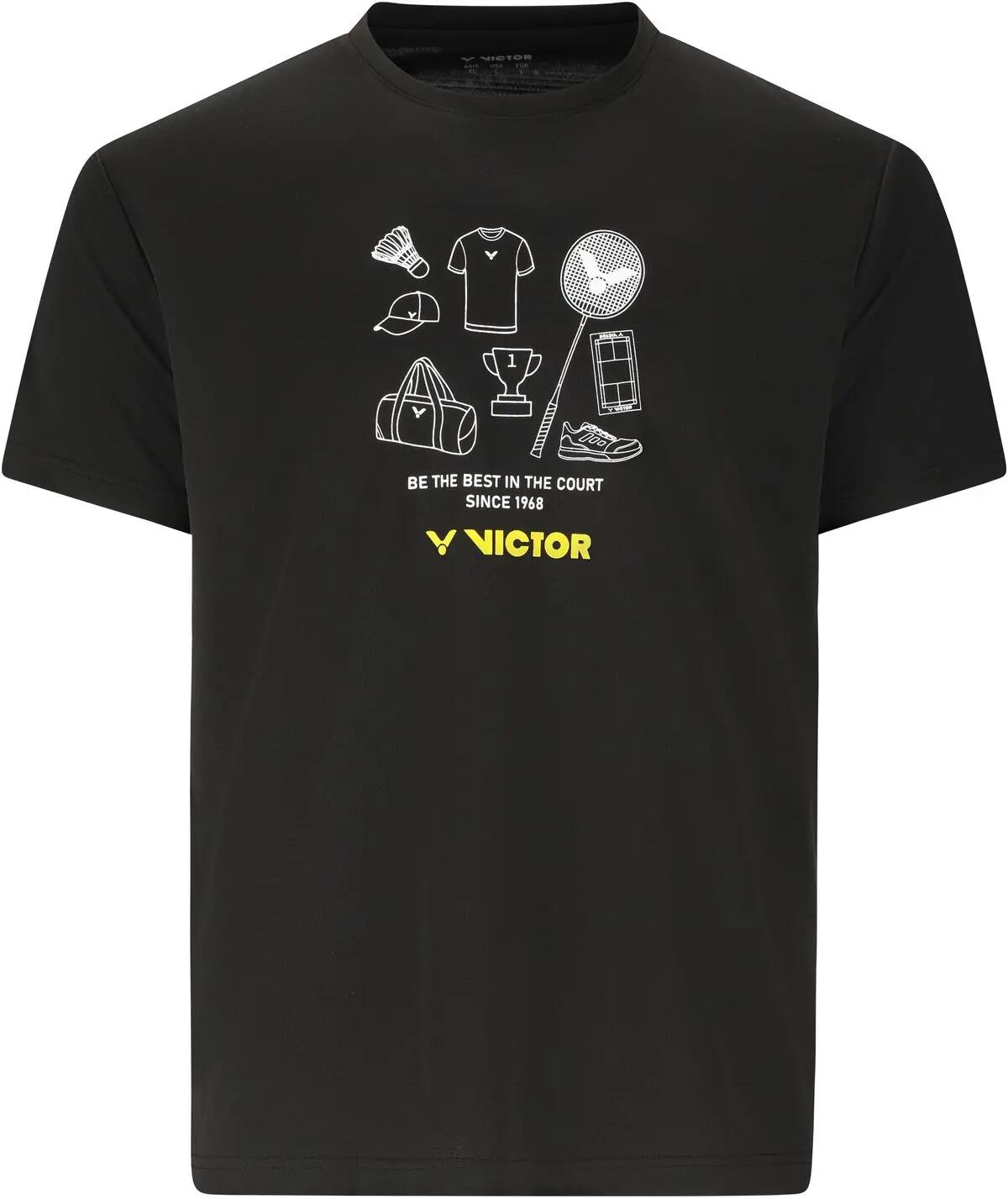 victor T-59145 Tee U T-shirt 100% poliéster – 1001C Black (C) 2/7