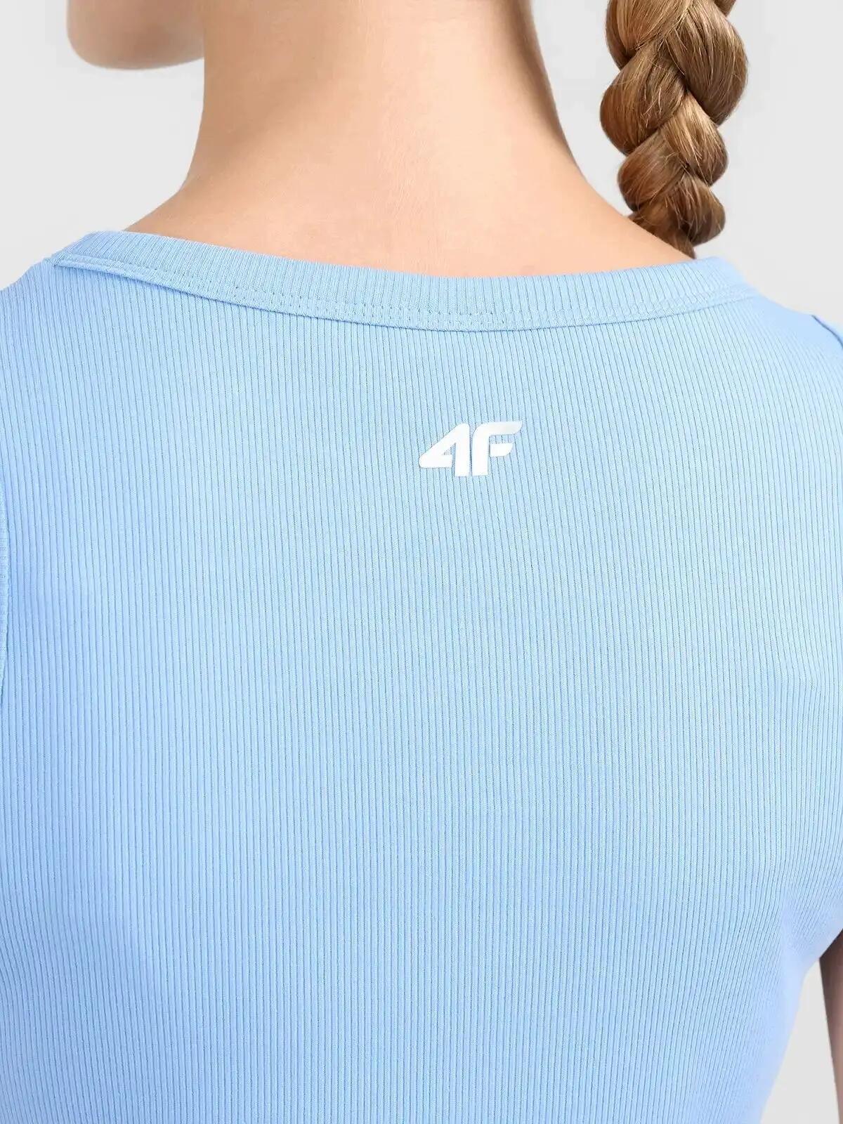 TOP DAMSKI 4F T-SHIRT NA RAMIĄCZKACH PRĄŻKOWANY   logo NIEBIESKI 6/7