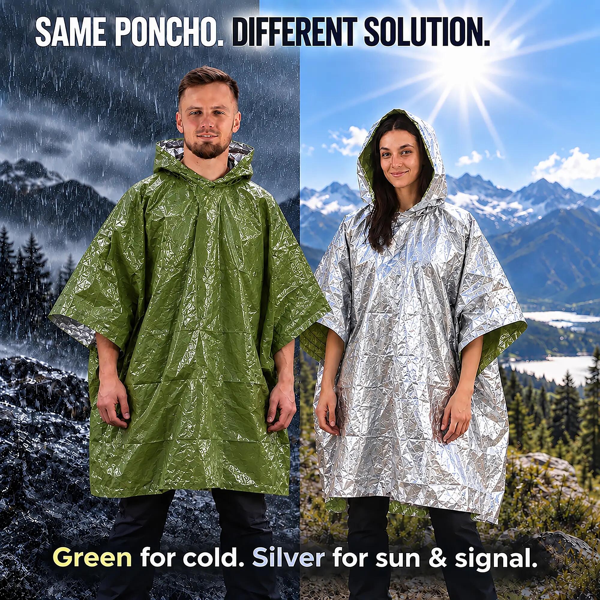 Noodponcho 4-pack, thermo poncho, reddingsponcho, waterdicht outdoor 4/16