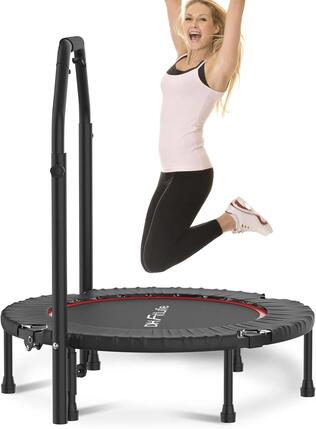 Fitness Trampolin Indoor Ø102 cm, klappbar, 150 kg mit Handgriff