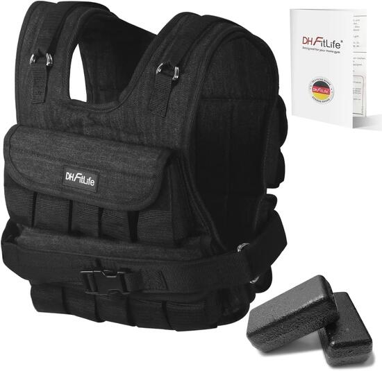 Gilet Lesté Réglable 20 kg avec 20 poids en fonte