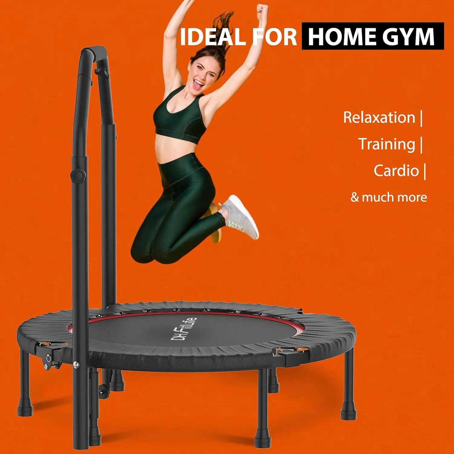 Fitness Trampolin Indoor Ø102 cm, klappbar, 150 kg mit Handgriff 7/7