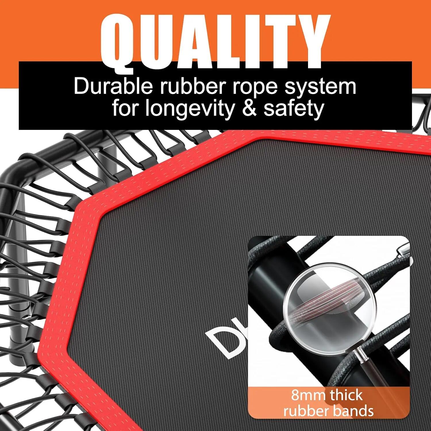 Fitness Trampolin Indoor Ø121 cm, klappbar, 150 kg mit Handgriff 5/7