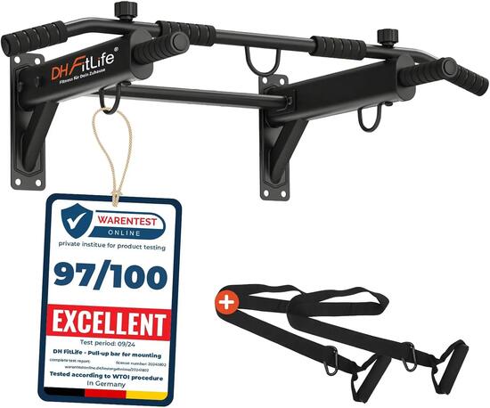 Klimmzugstange Decke, 4-in-1 Pull up Bar, 8 Griffe, bis 300 kg