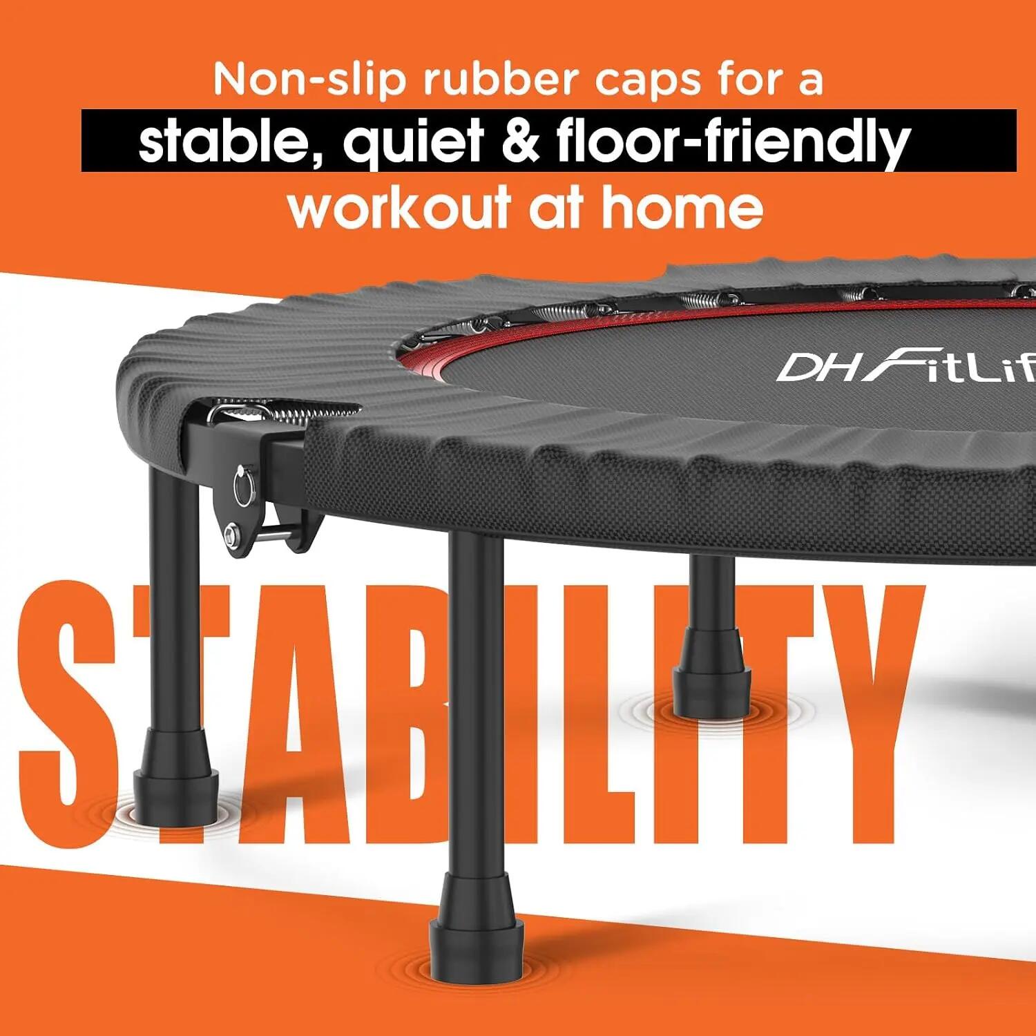 Fitness Trampolin Indoor Ø102 cm, klappbar, 150 kg mit Handgriff 4/7