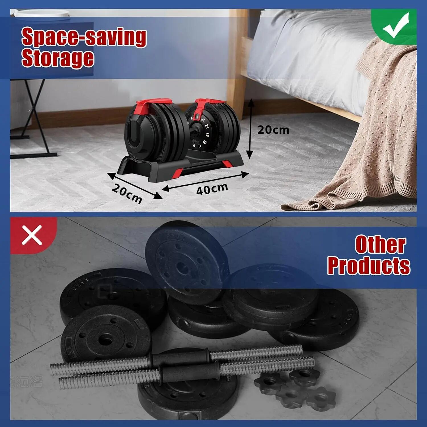 24kg verstellbare Hanteln Set, 12 Stufen, Kurzhanteln 12-in-1 6/6