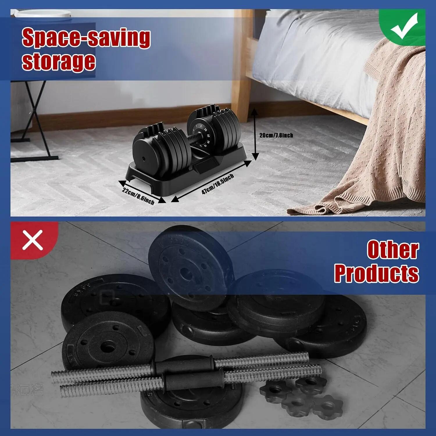 12kg verstellbare Hanteln Set, 10 Stufen, Kurzhanteln 10-in-1 4/7