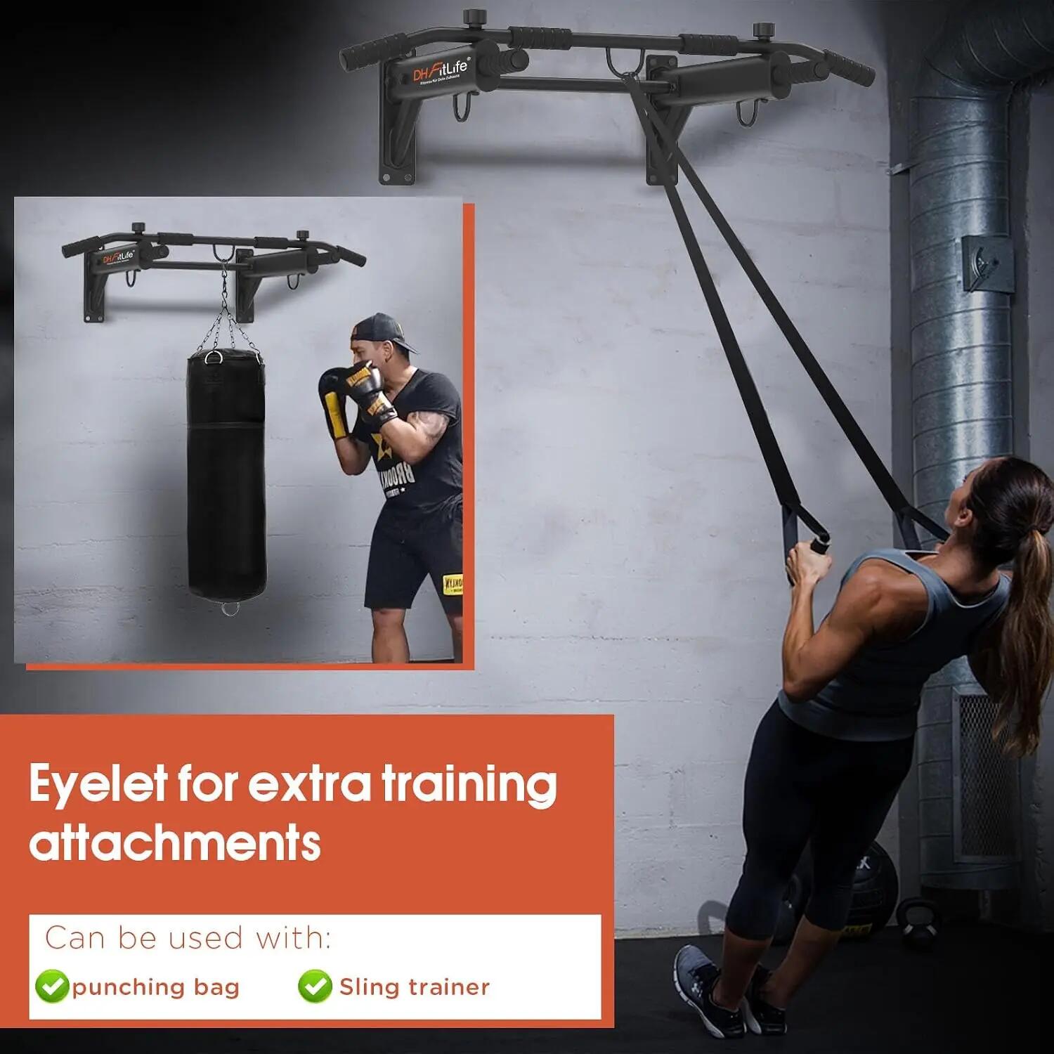 Klimmzugstange Wand, 4-in-1 Pull up Bar, 6 Griffe, bis 200 kg 5/7