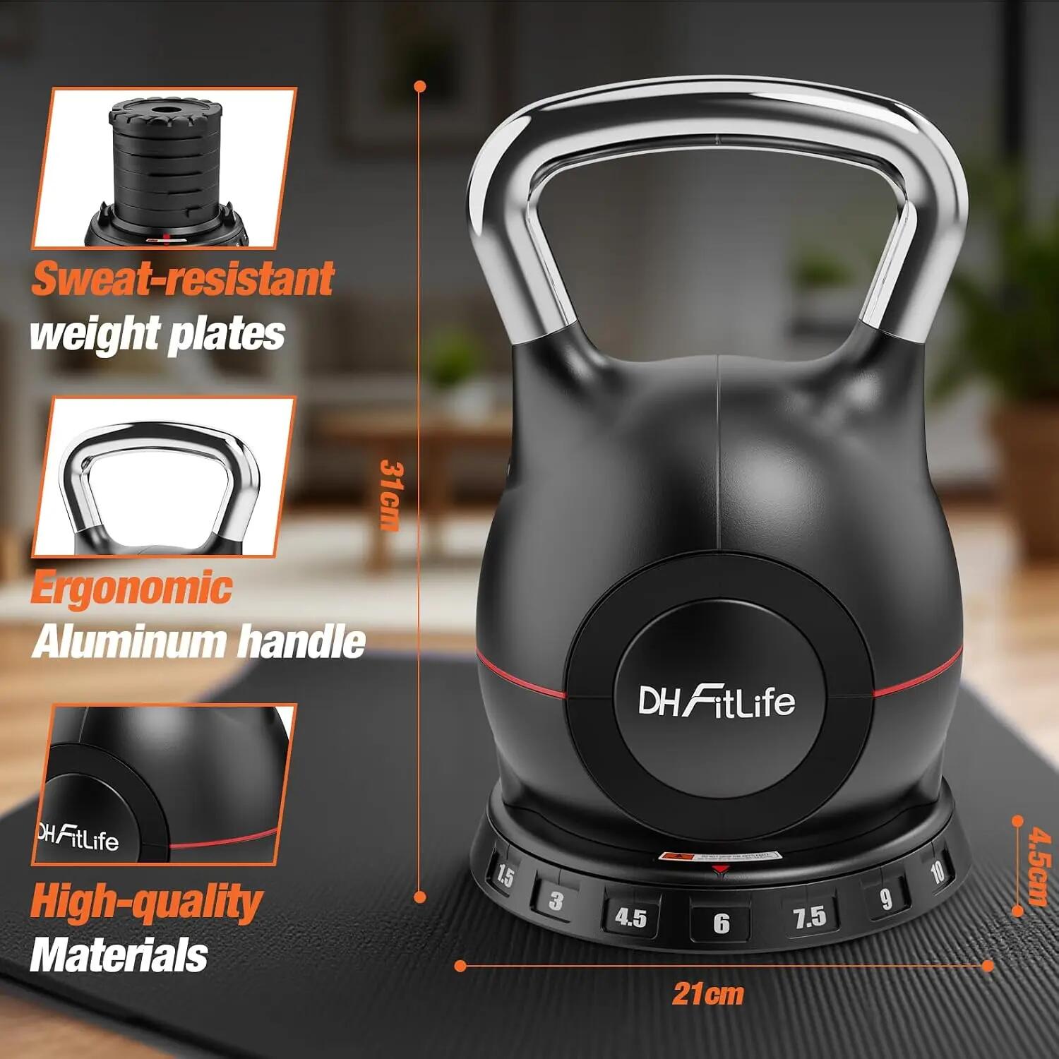 7-in-1 Kettlebell Set, verstellbare Kugelhantel 1,5–10 kg 6/7