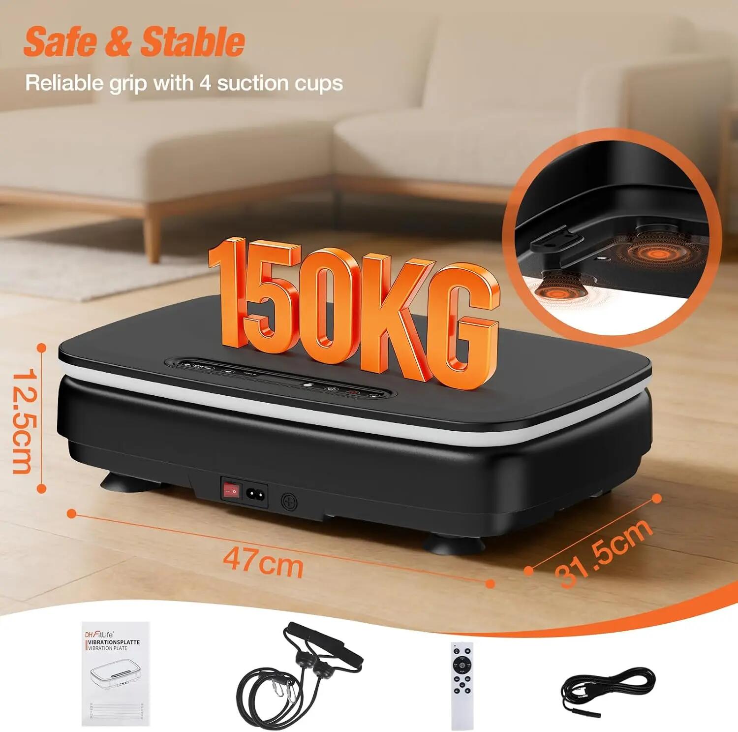 Vibrationsplatte 99 Stufen mit LED, Rüttelplatte Fitness 150 kg 7/8