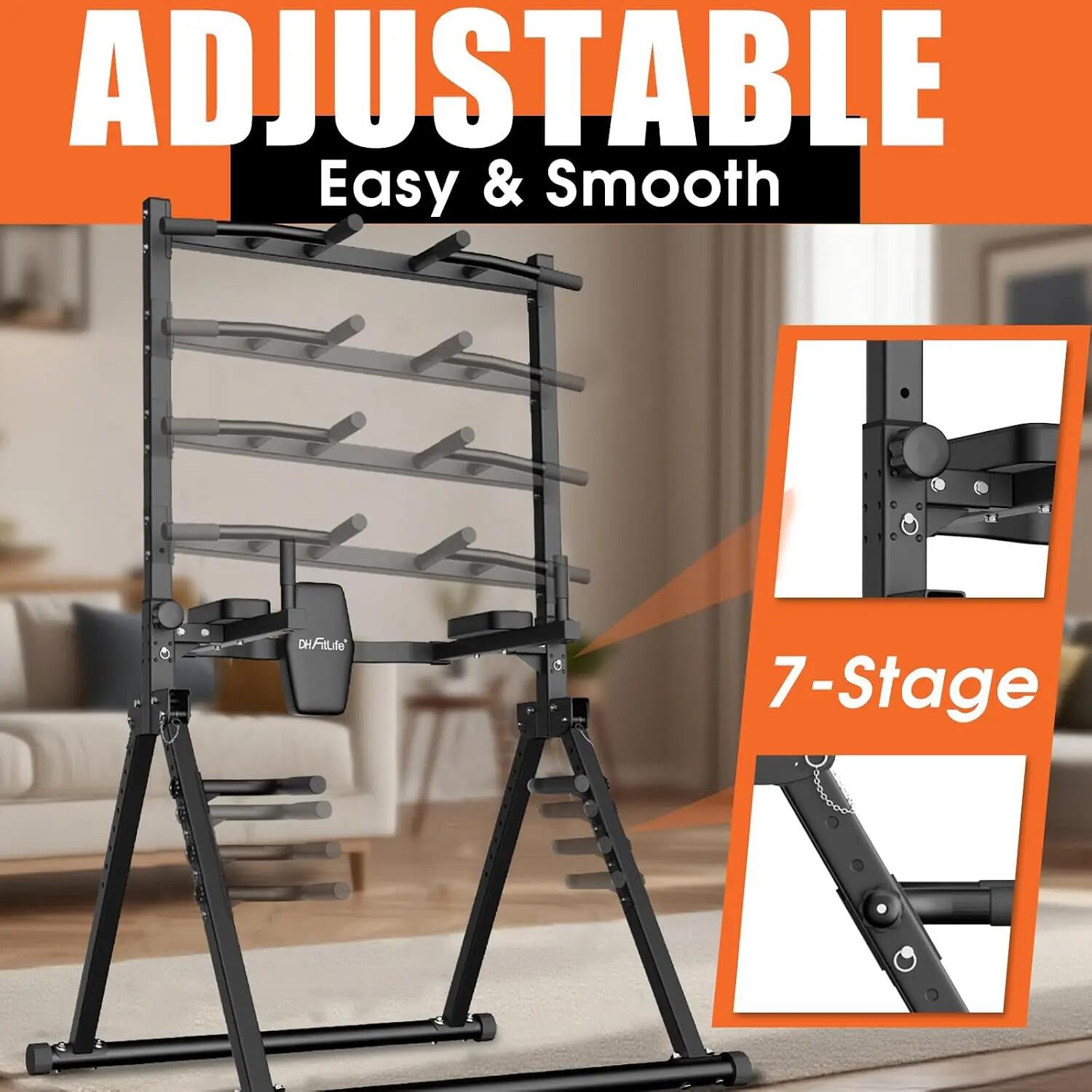 Power Tower faltbar, Klimmzugstange freistehend - Premium mit Rückenlehne 4/7