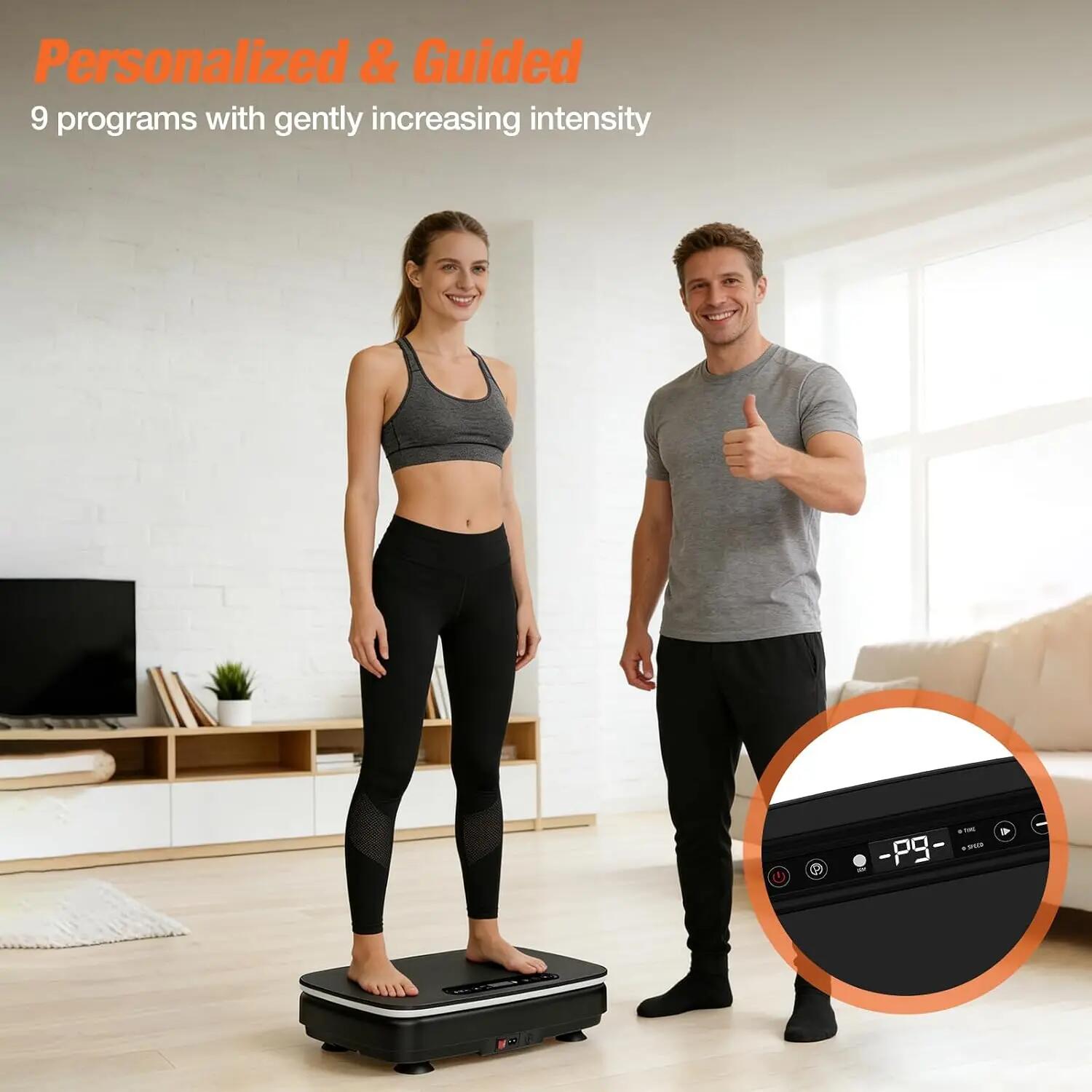 Vibrationsplatte 99 Stufen mit LED, Rüttelplatte Fitness 150 kg 6/8