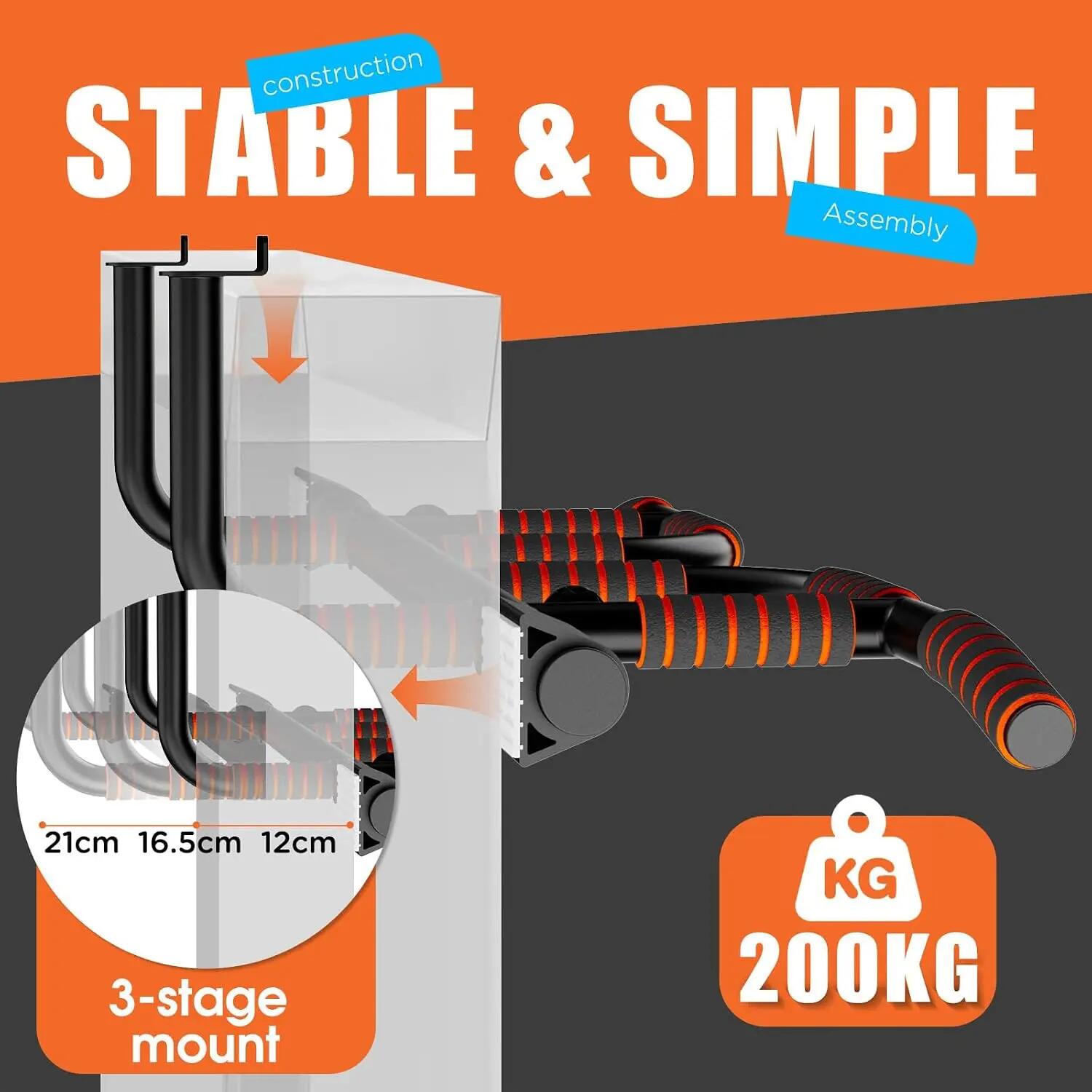 Klimmzugstange Türrahmen, 10 Griffe Pull Up Bar, bis 200 kg 3/7