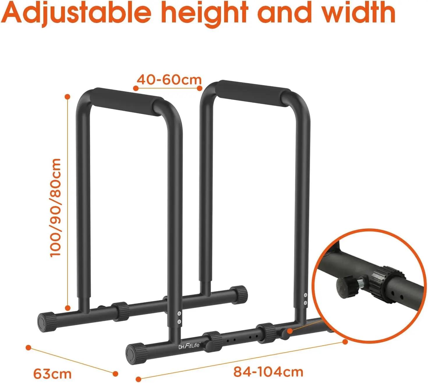 Dip Barren verstellbar 80–100cm, mit 2 Verbindungsstangen, 500kg 5/7