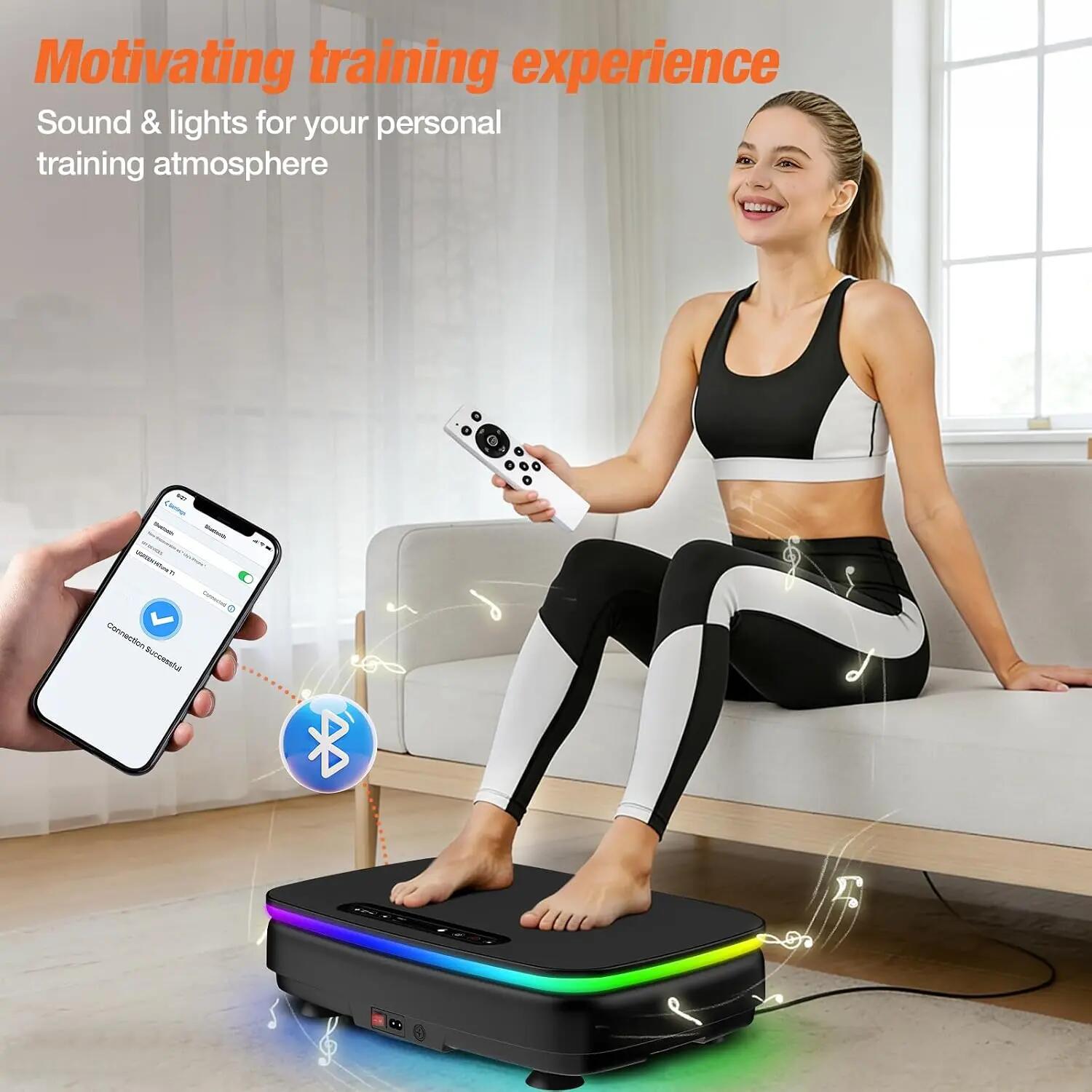 Vibrationsplatte 99 Stufen mit LED, Rüttelplatte Fitness 150 kg 5/8