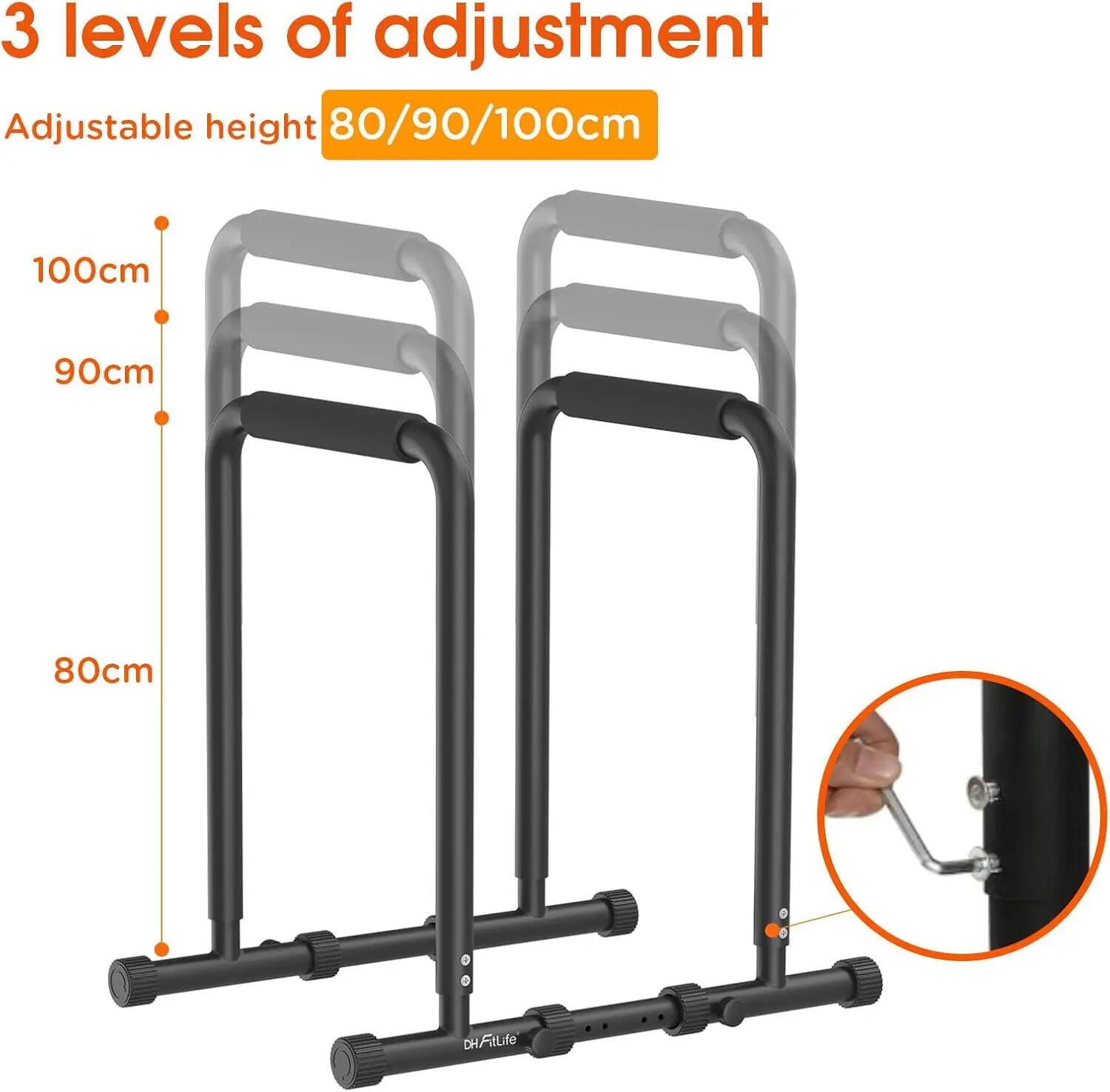 Dip Barren verstellbar 80–100cm, mit 2 Verbindungsstangen, 500kg 4/7