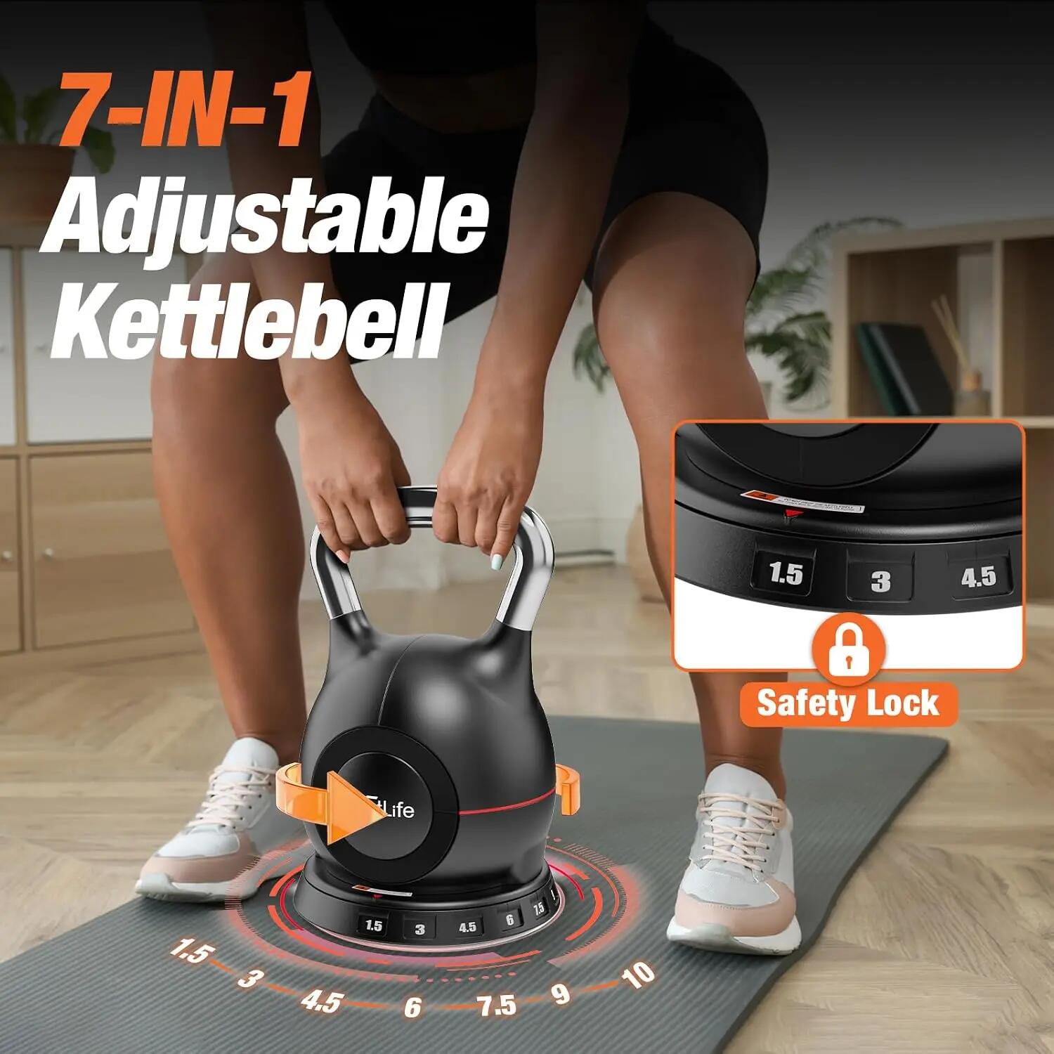 7-in-1 Kettlebell Set, verstellbare Kugelhantel 1,5–10 kg 2/7