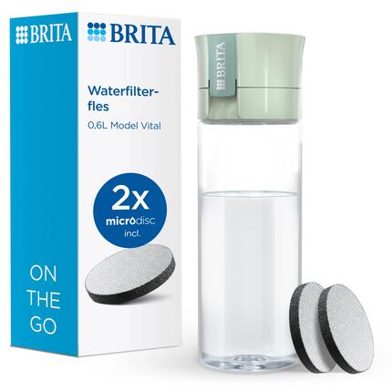 Bouteille filtrante à eau - VITAL - 0,6 L - Comprend un filtre à eau MicroDisc
