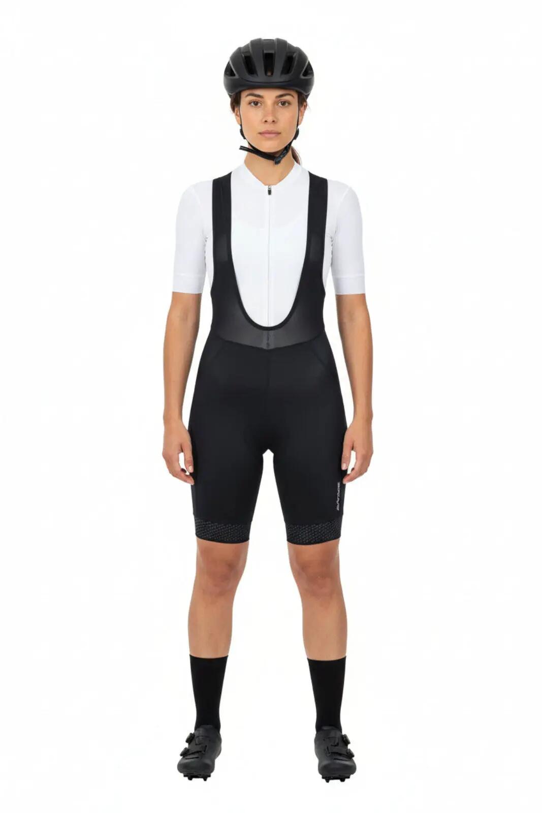 Damen Fahrradhose Kurz Radhose mit Trägern Trägerhose Pro Line Schwarz 4/4