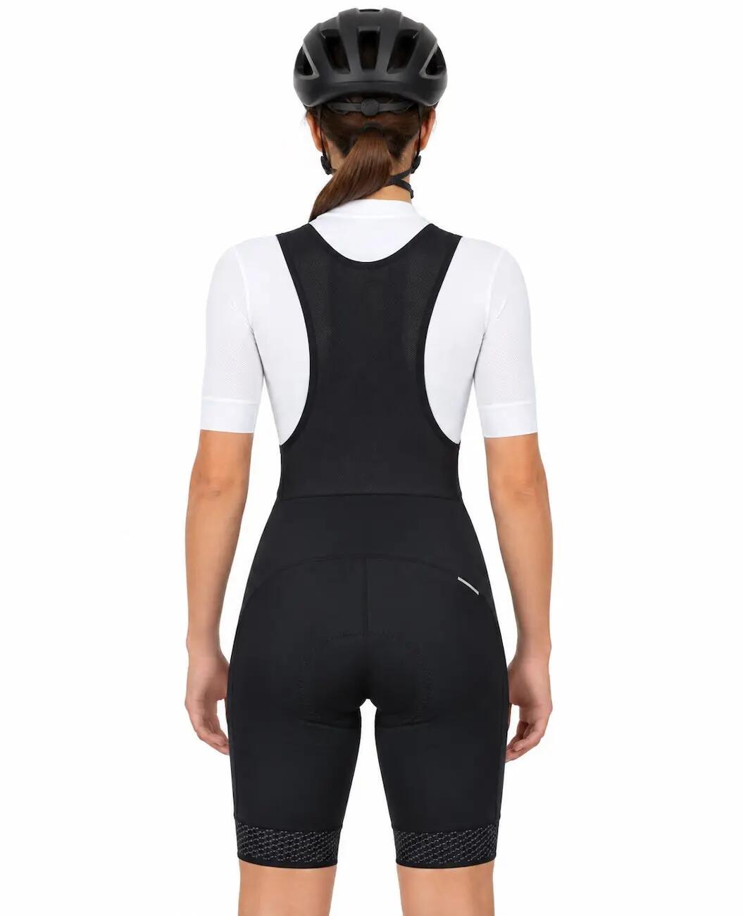Damen Fahrradhose Kurz Radhose mit Trägern Trägerhose Pro Line Schwarz 2/4
