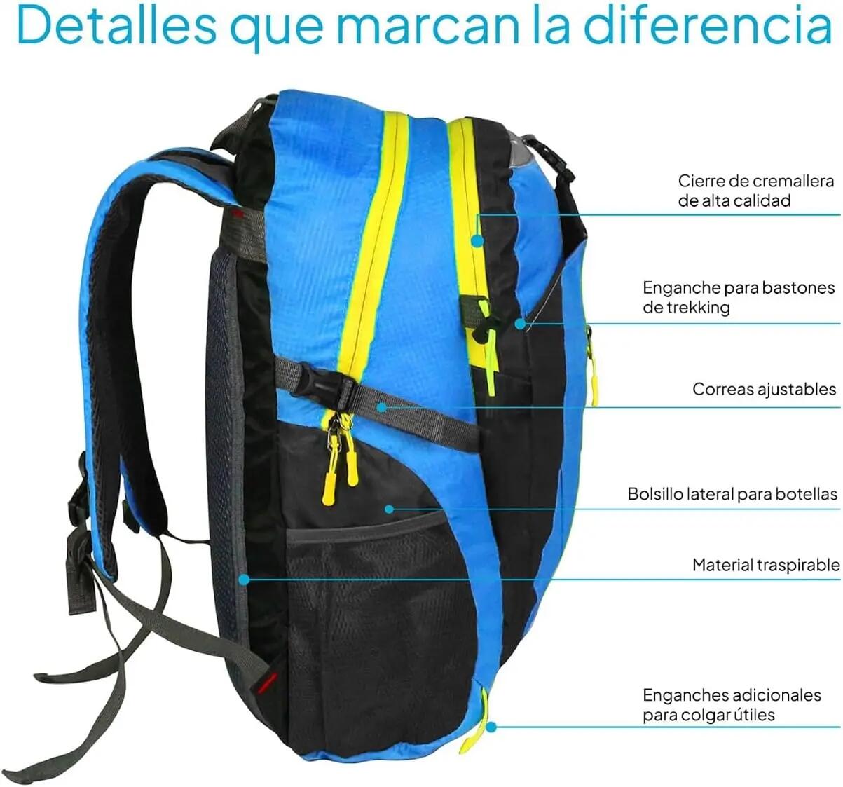 Mochila Impermeable 30 L Azul Múltiples Bolsillos 2/5
