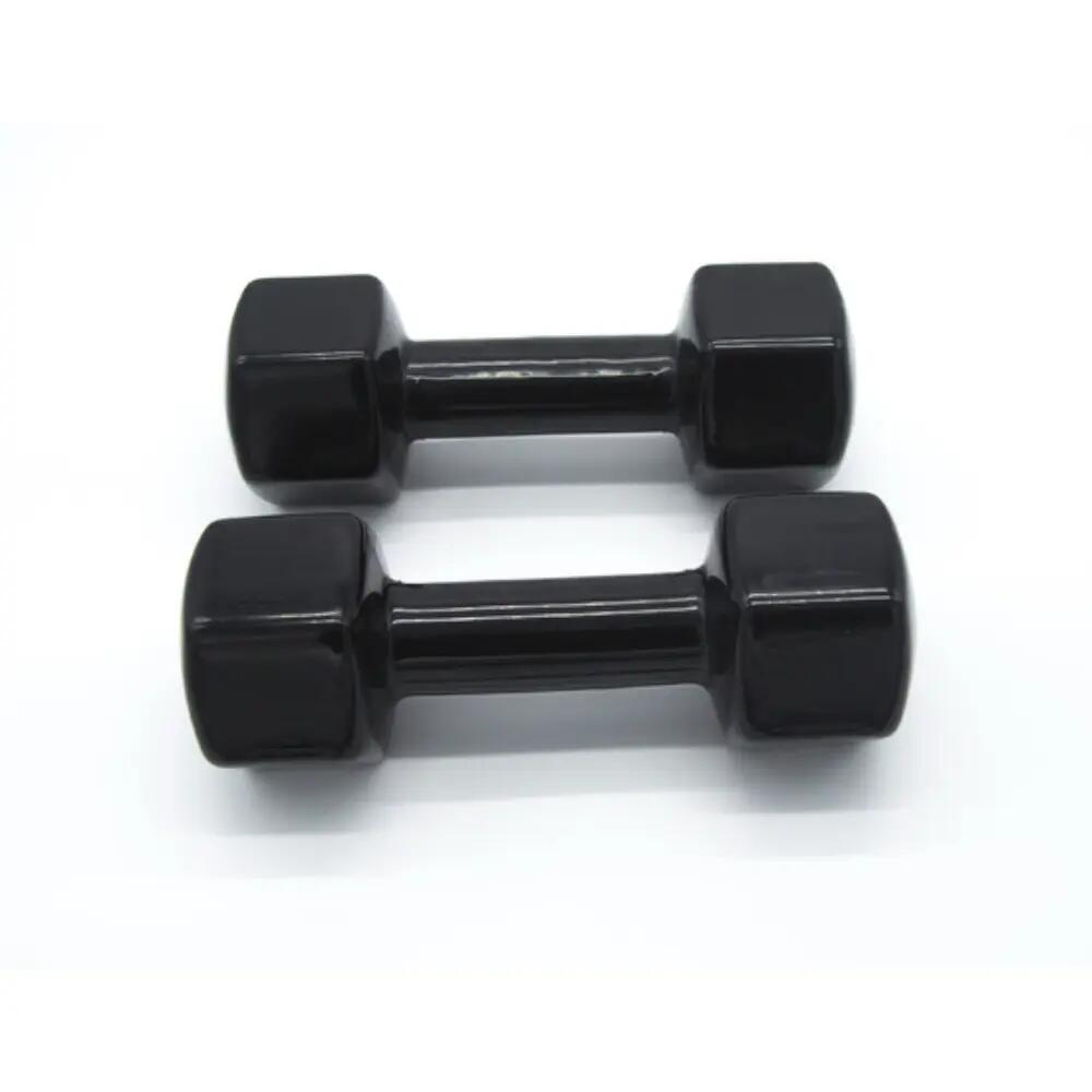 2 Unidades 5 kg Mancuernas Pesas Hexagonales de Vinilo Fitness Gimnasia Negro 3/3