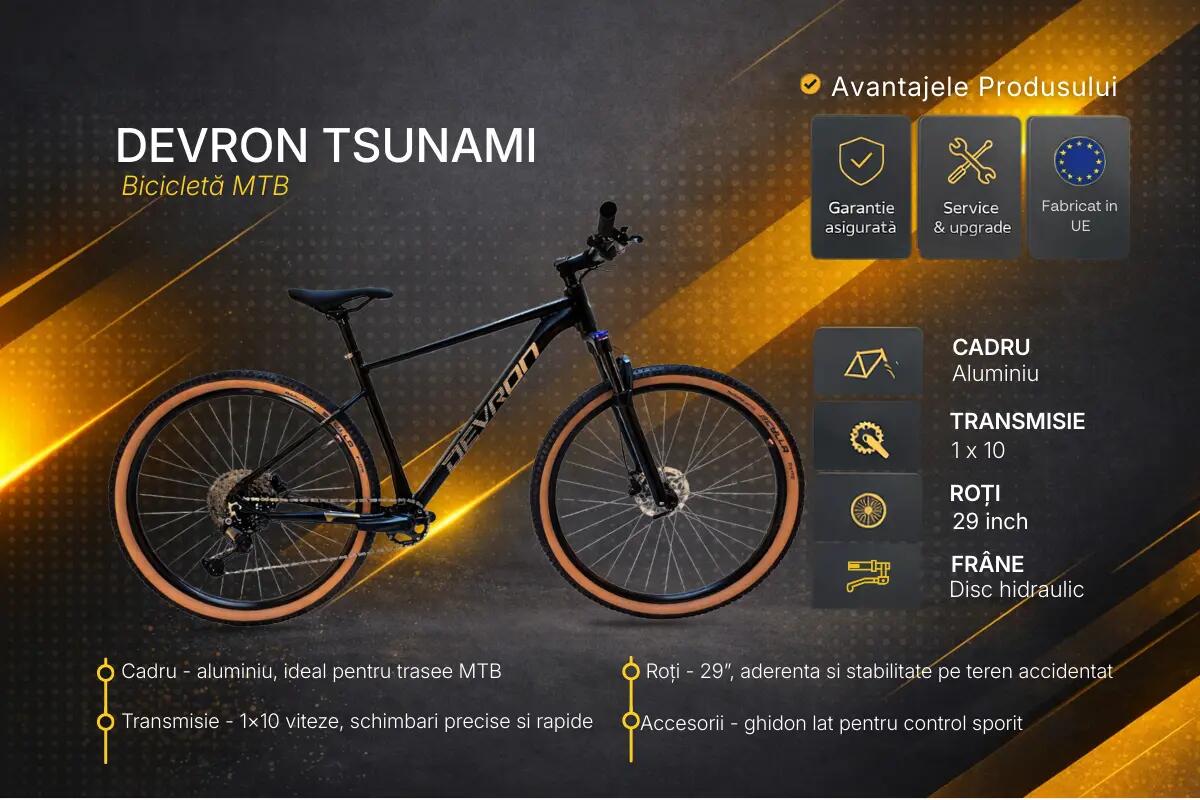 Devron Tsunami MTB-fiets - 29 inch, M, zwart 8/9