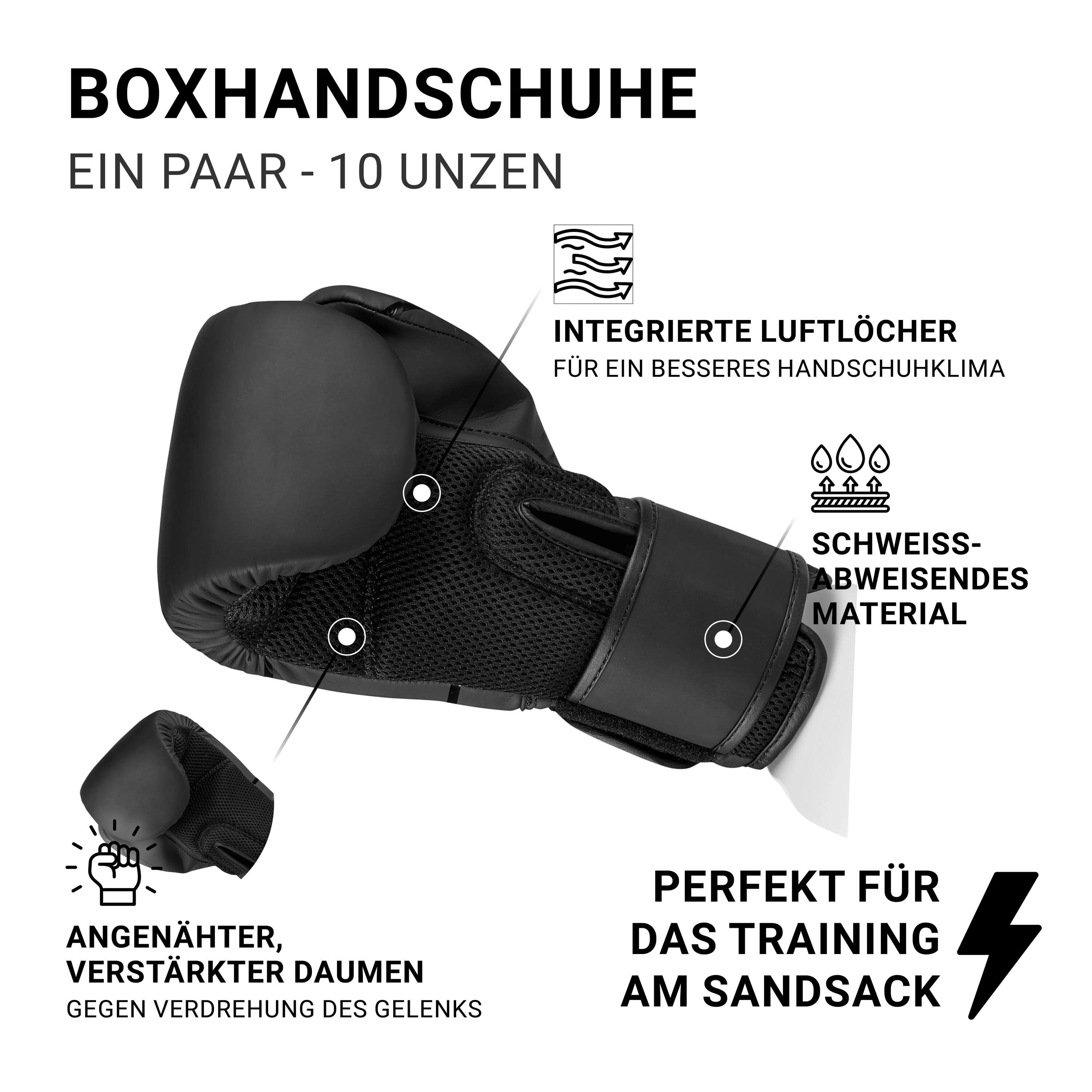 Set de boxeo Cobra 100cm + guantes - Negro - Duradero - Todas las edades- unisex 6/7