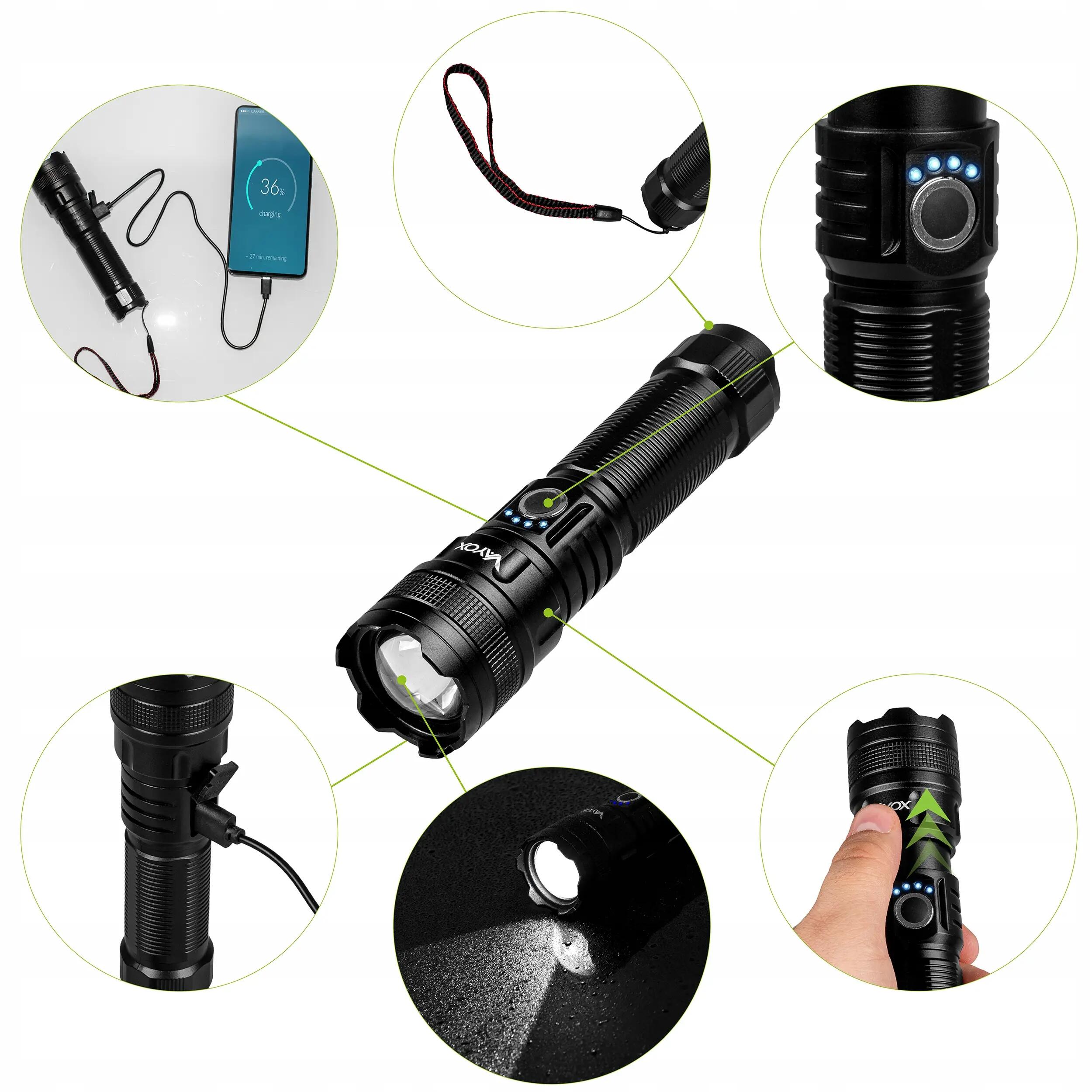 Lampe rechargeable Vayox VA0179, 600lm, ZOOM, Powerbank 5/15